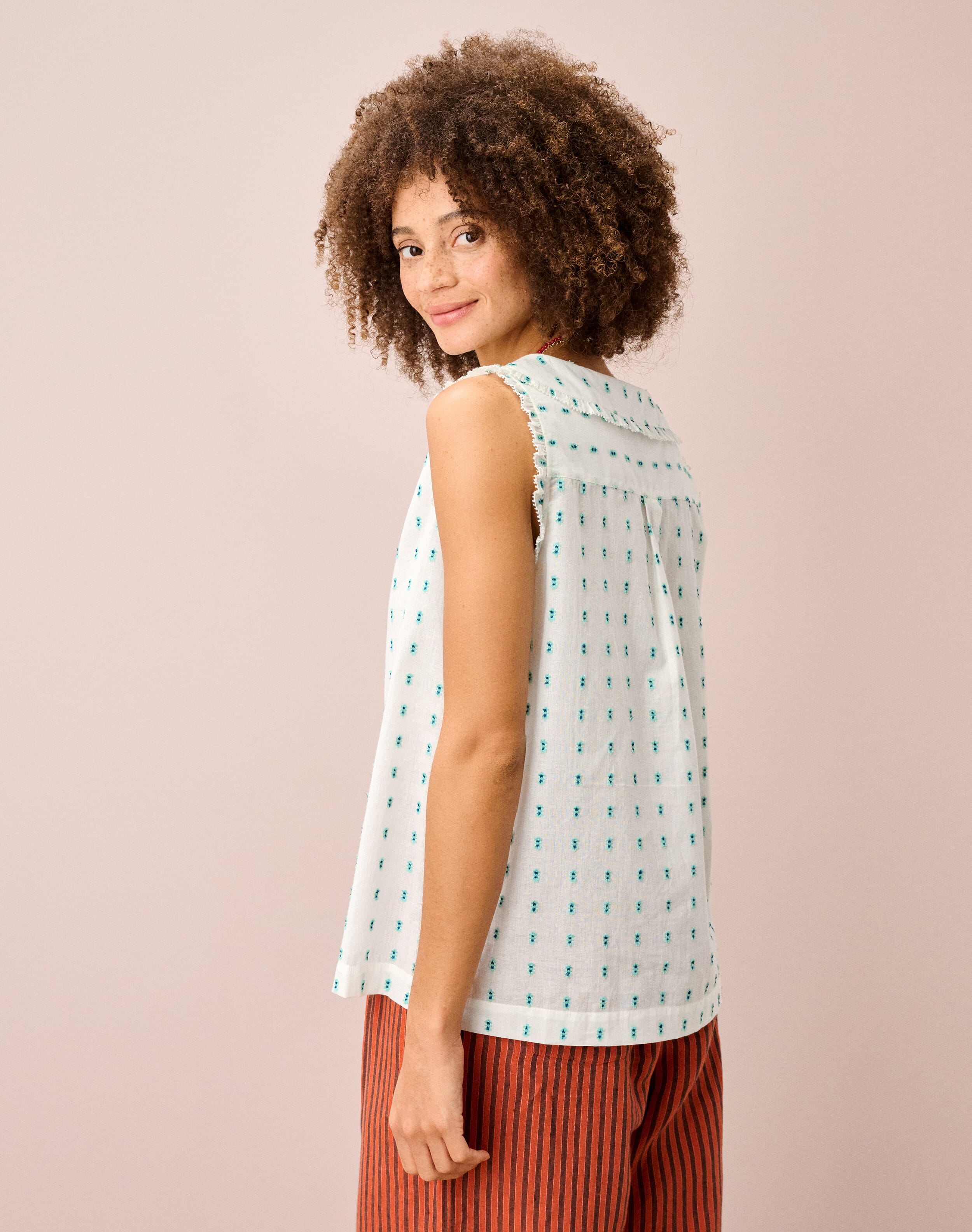 Cotton Dobby Sleeveless Blouse