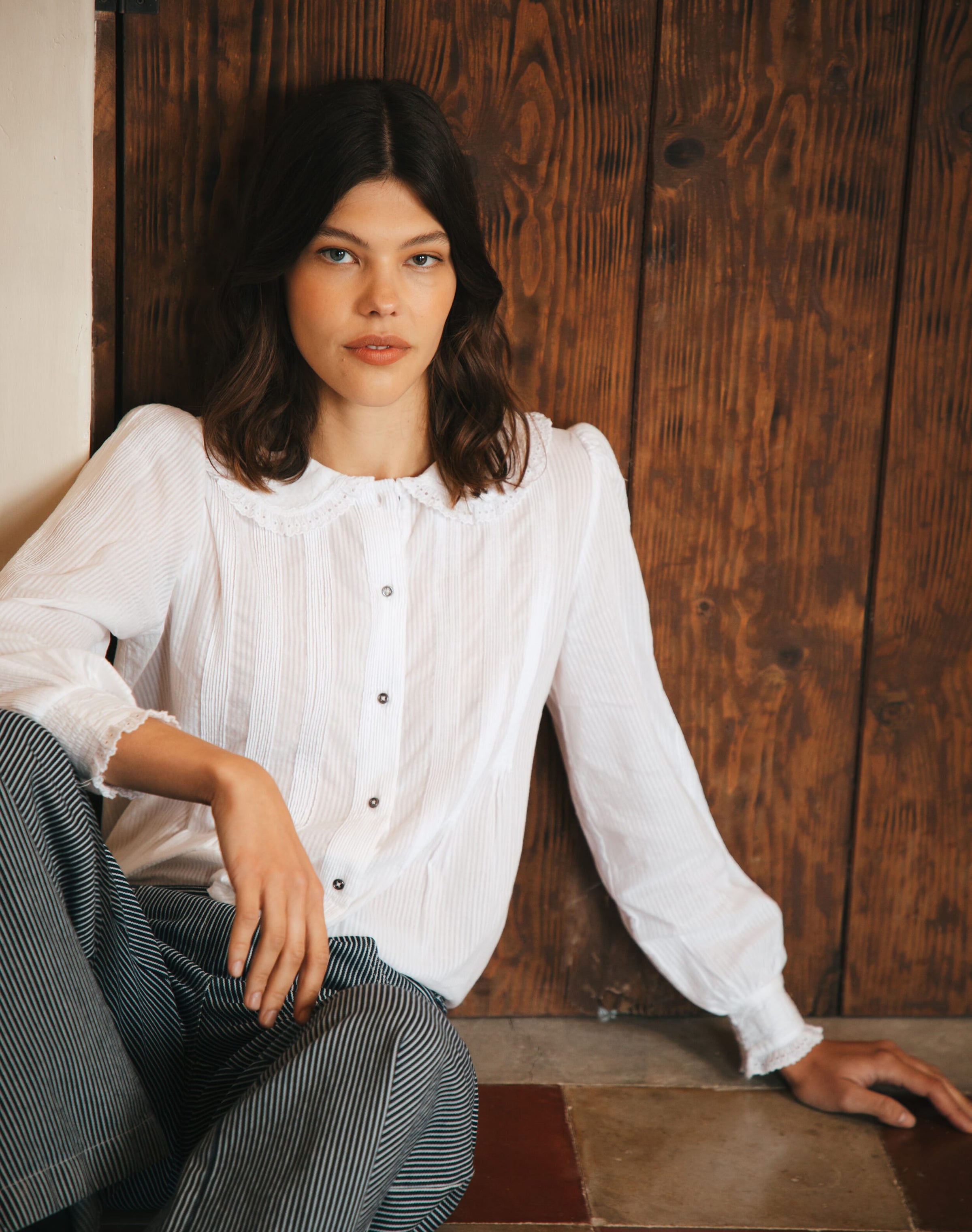 Organic Cotton Pintuck Blouse