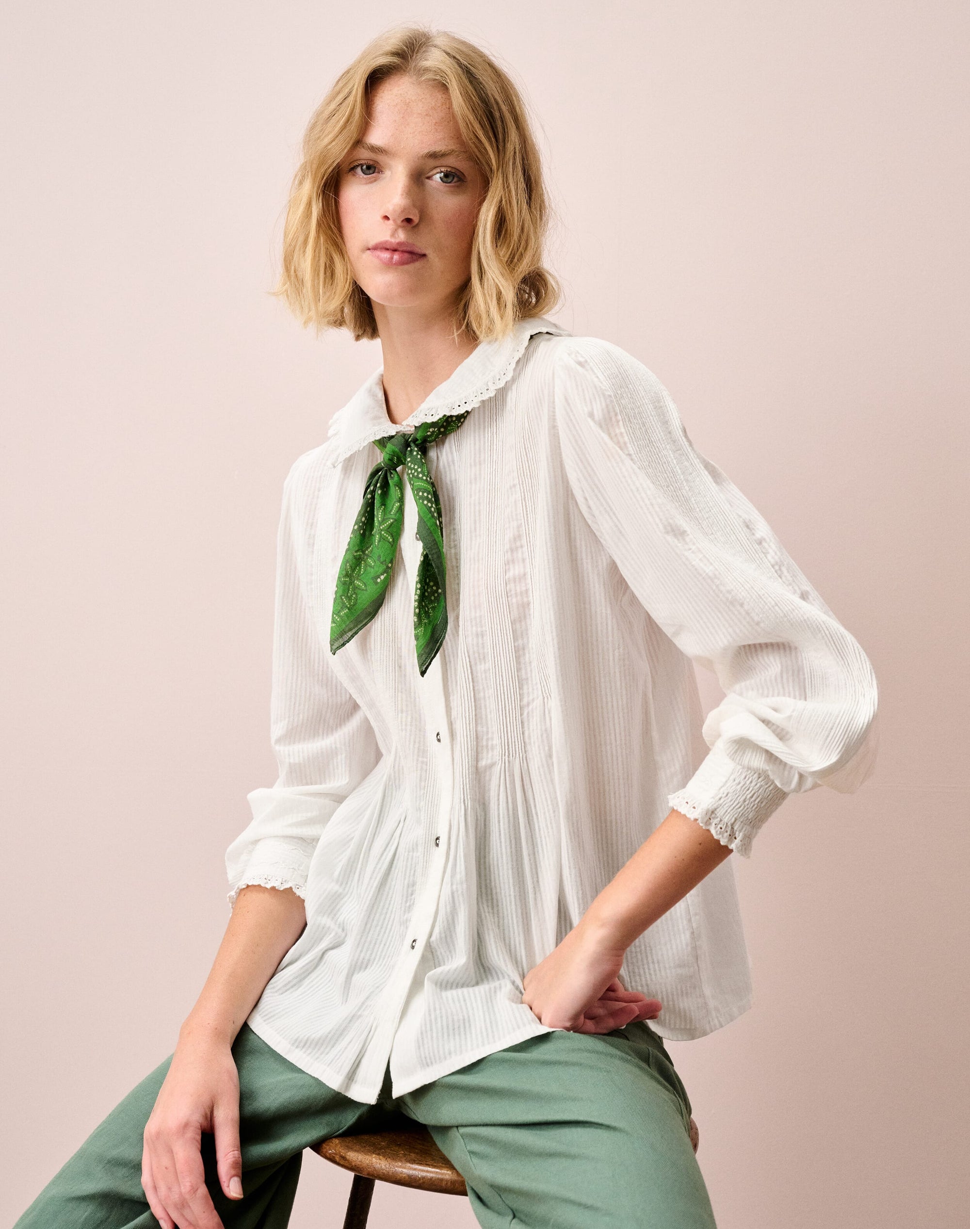 Organic Cotton Pintuck Blouse