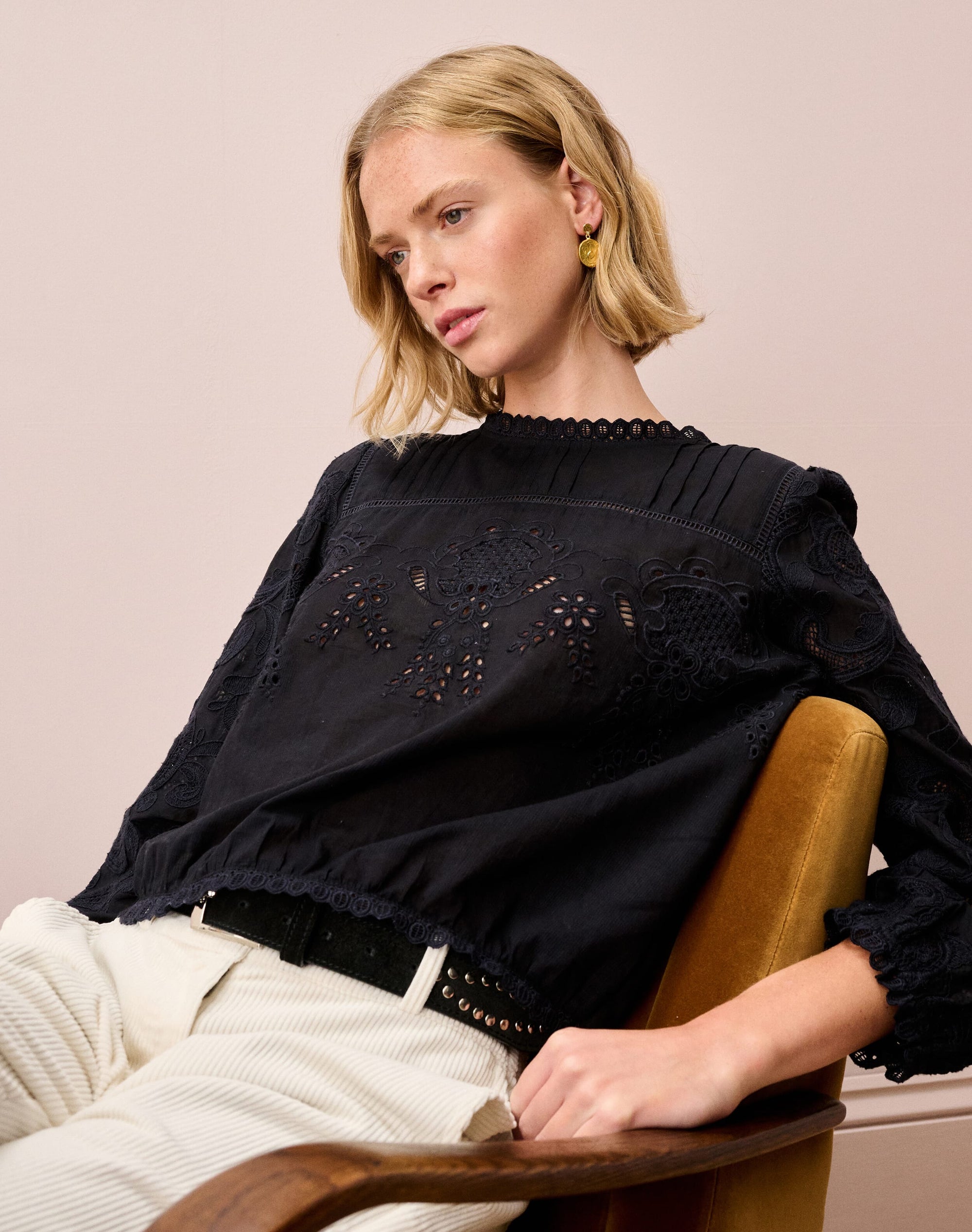 Organic Cotton Broderie Anglaise Blouse