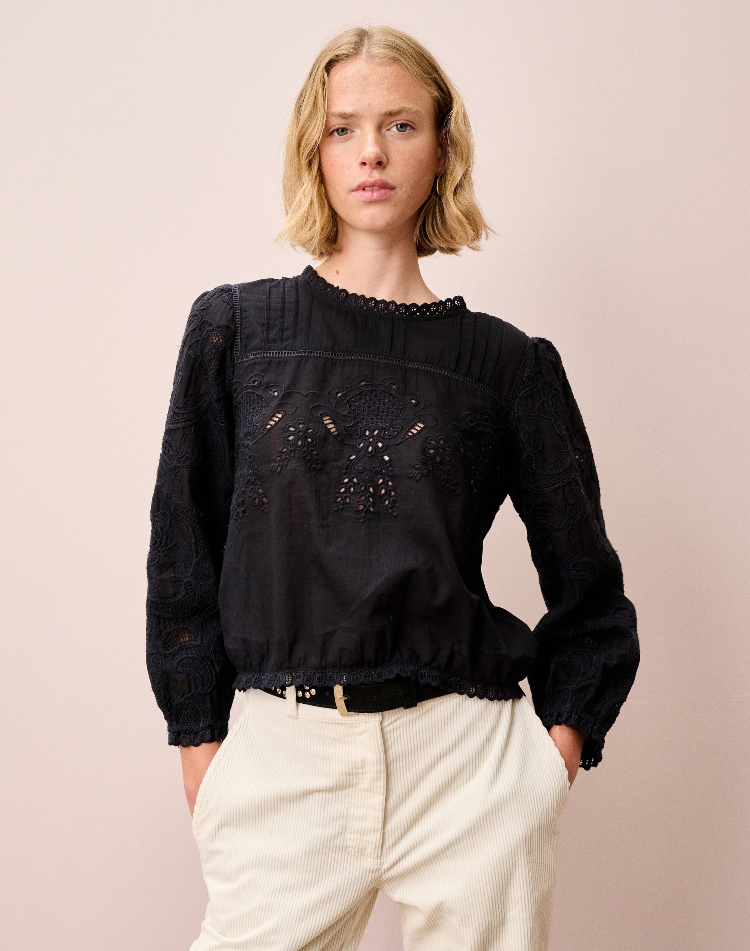 Organic Cotton Broderie Anglaise Blouse