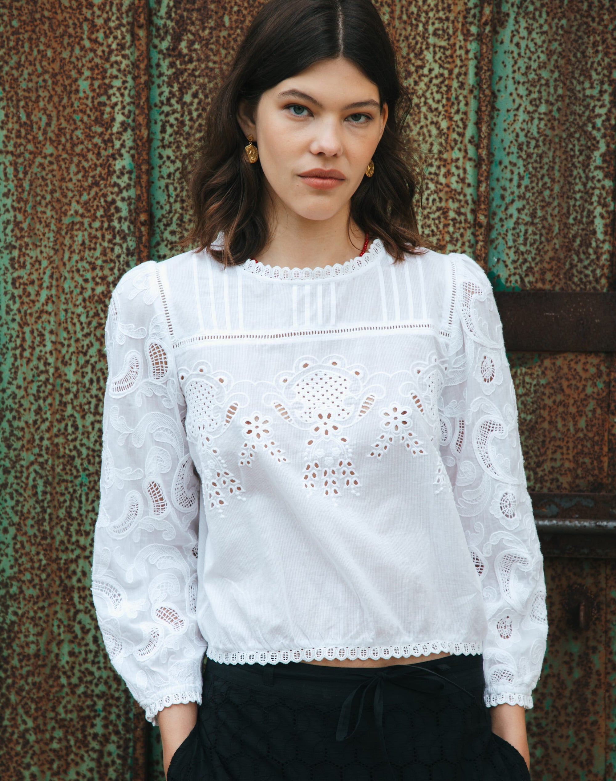 Organic Cotton Broderie Anglaise Blouse