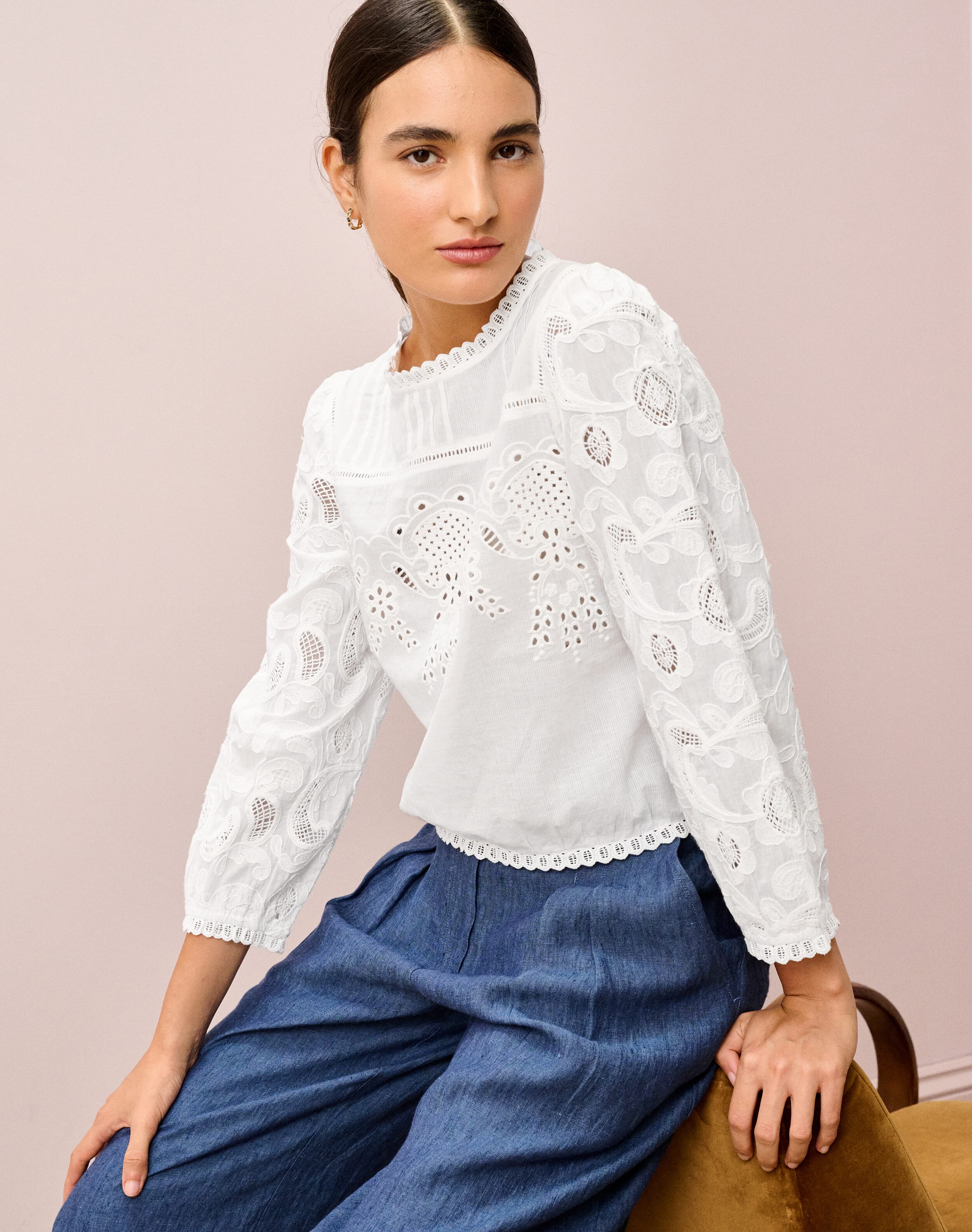 Organic Cotton Broderie Anglaise Blouse