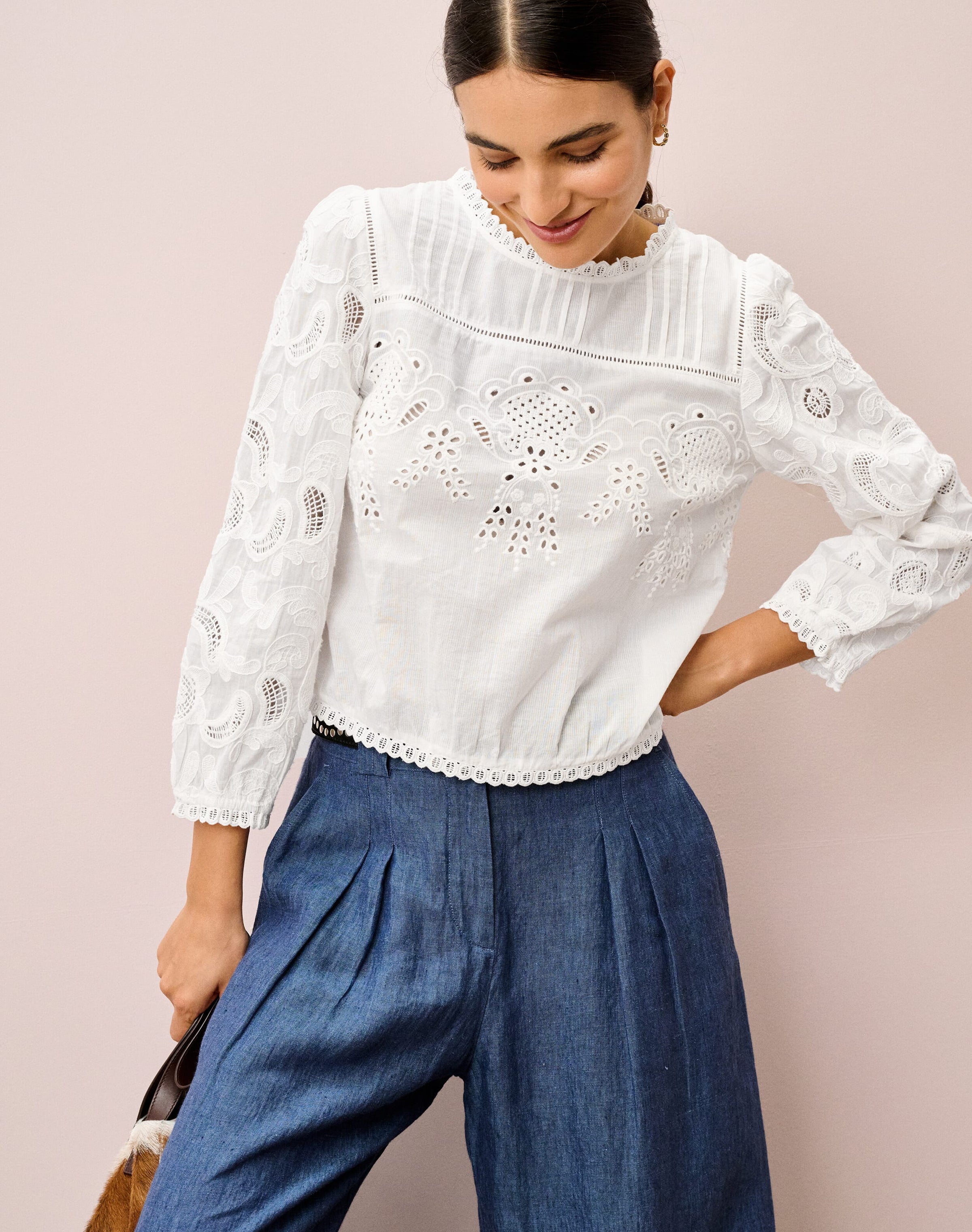 Organic Cotton Broderie Anglaise Blouse