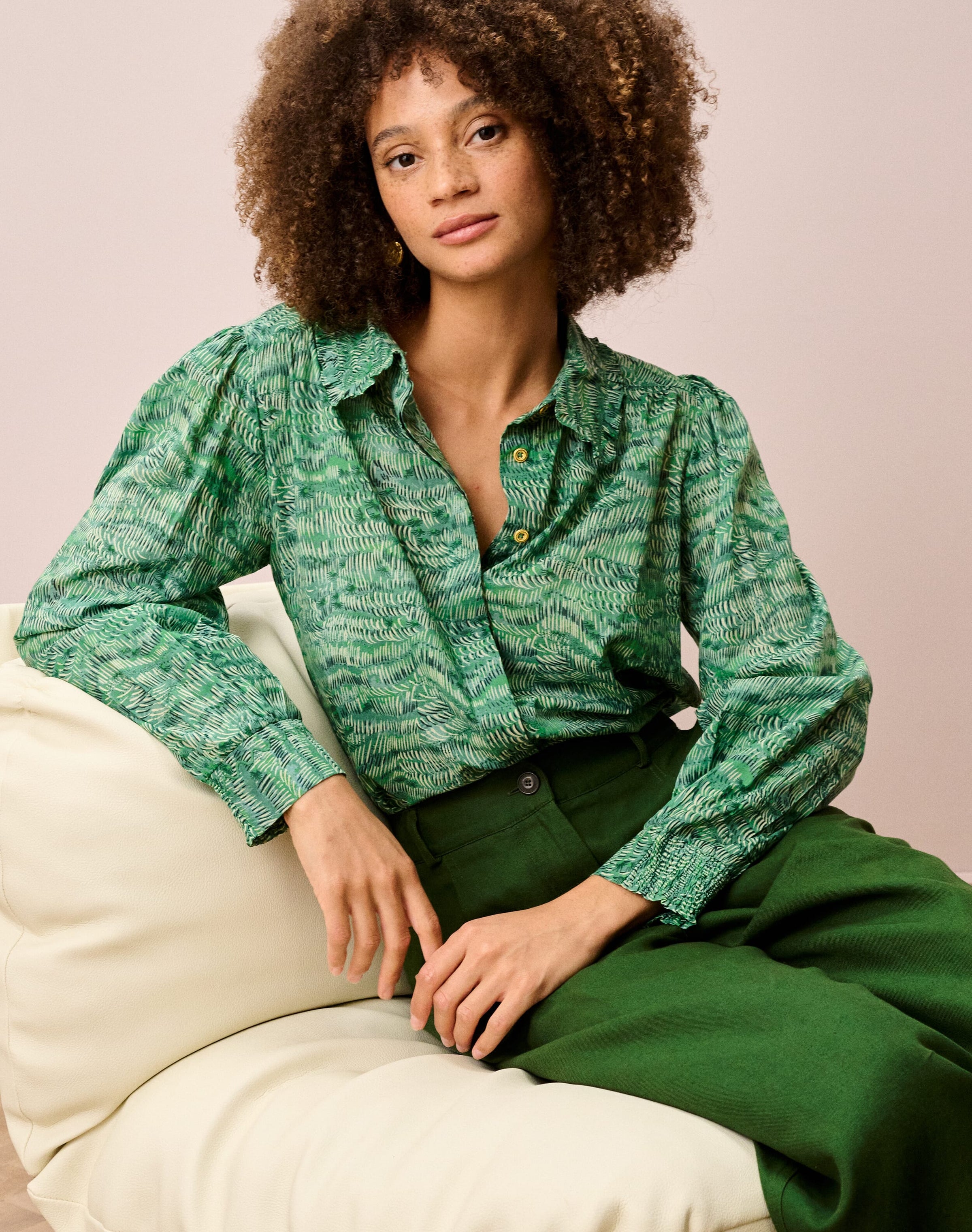 Organic Cotton Painterly Print Blouse