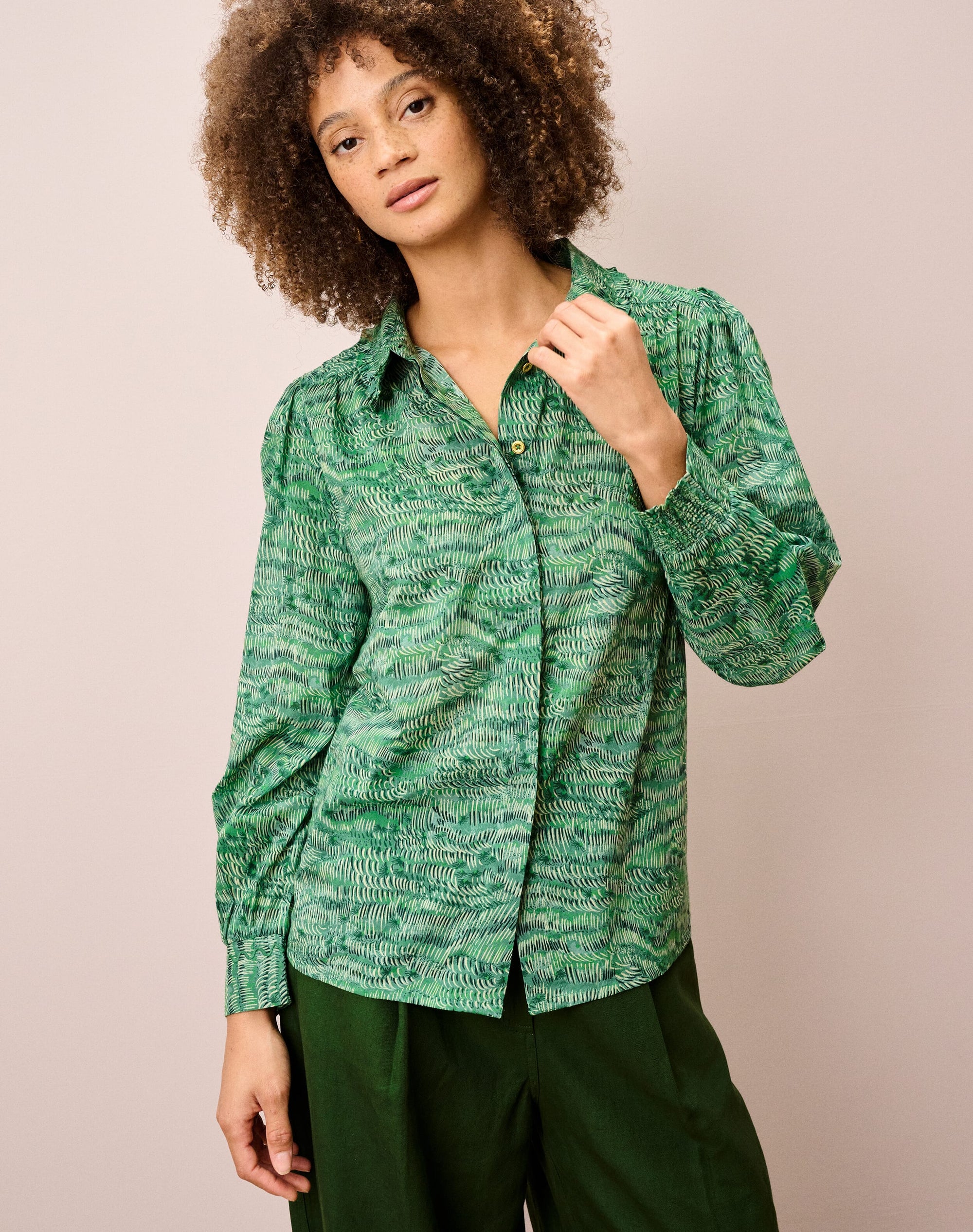 Organic Cotton Painterly Print Blouse