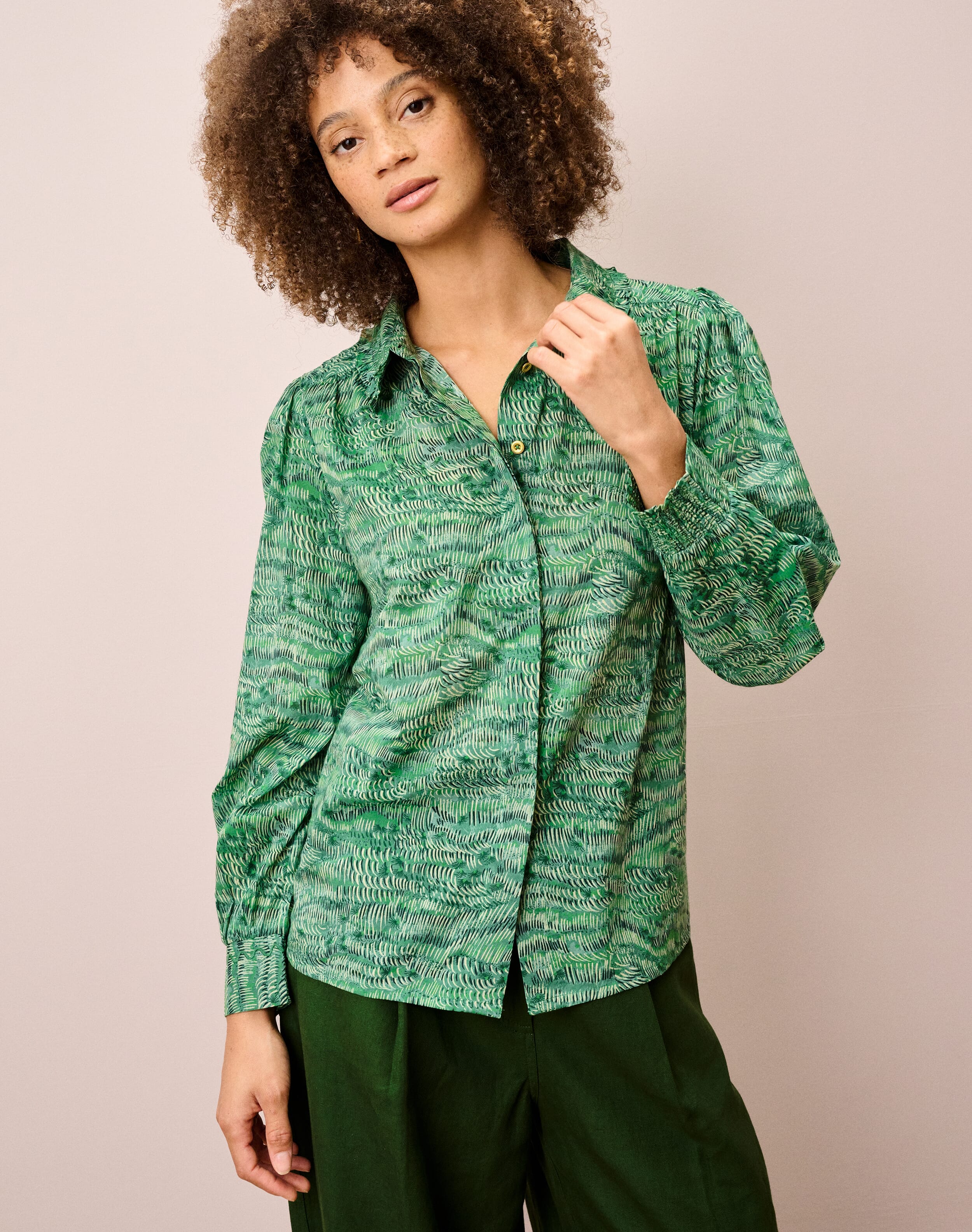 Organic Cotton Painterly Print Blouse