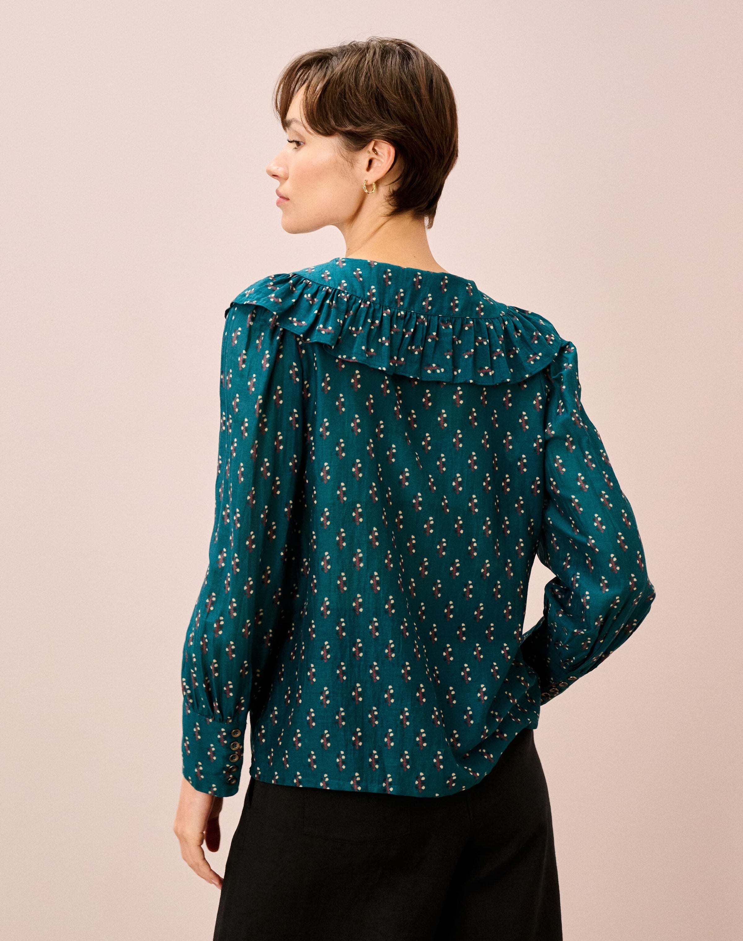 Silk Cotton Motif Print Blouse