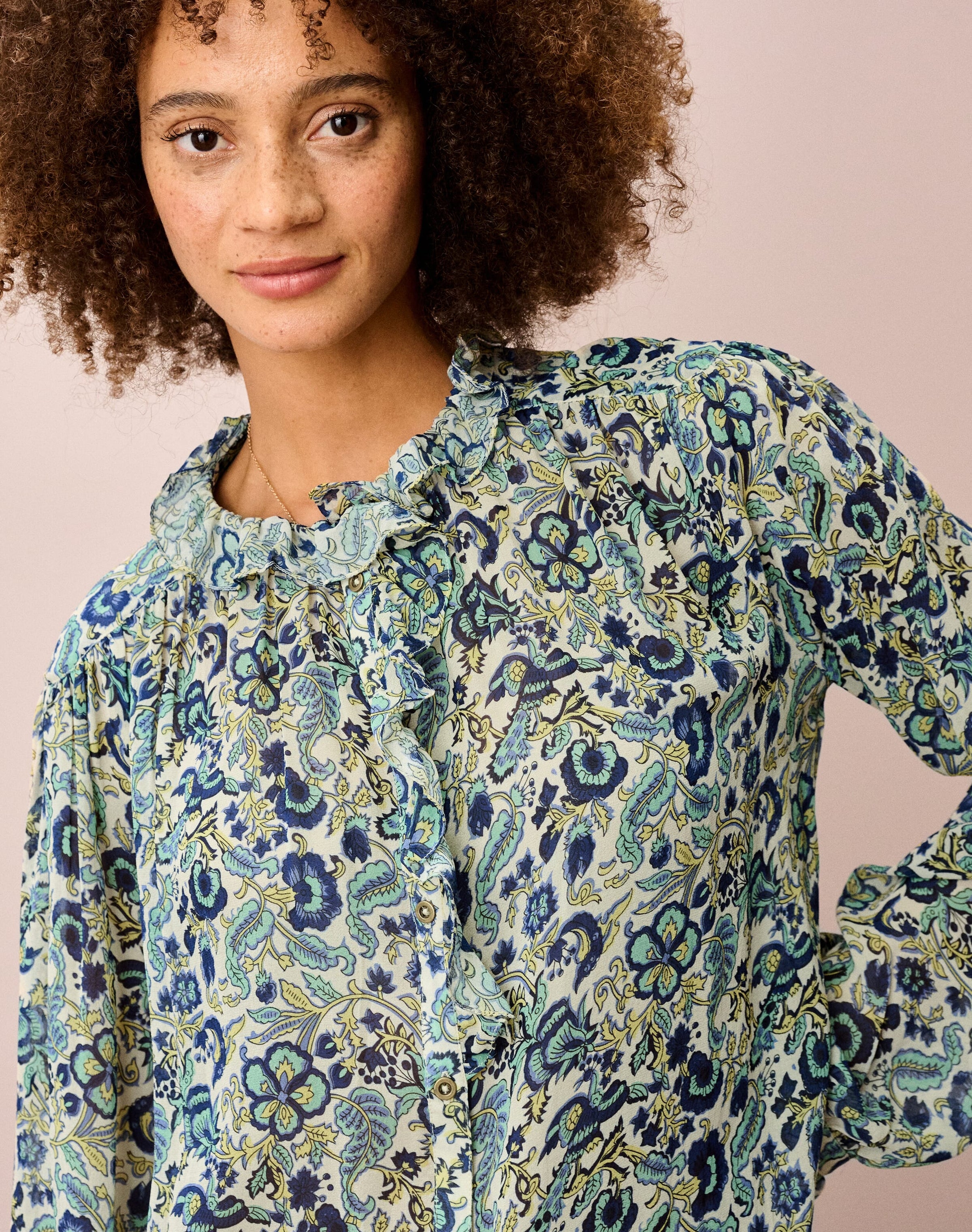 Silk Frill Front Blouse
