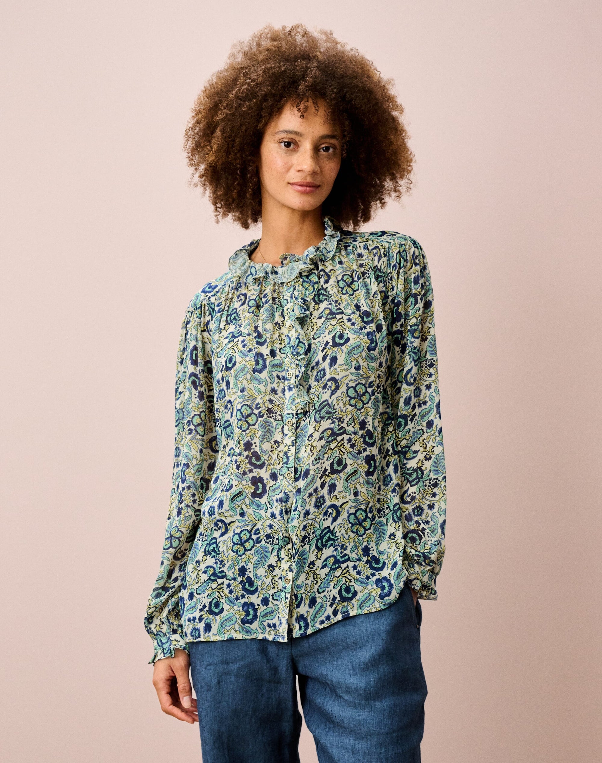 Silk Frill Front Blouse
