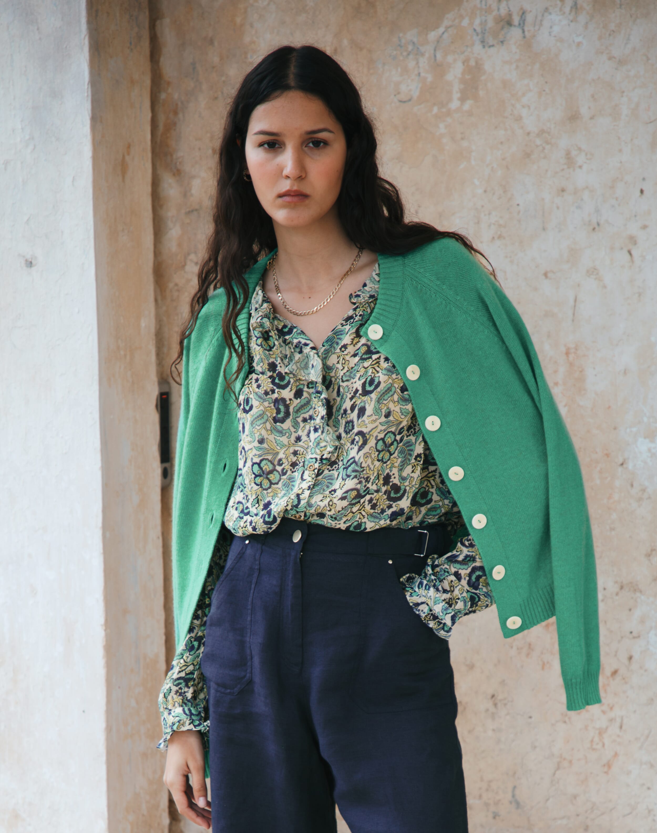 Silk Frill Front Blouse