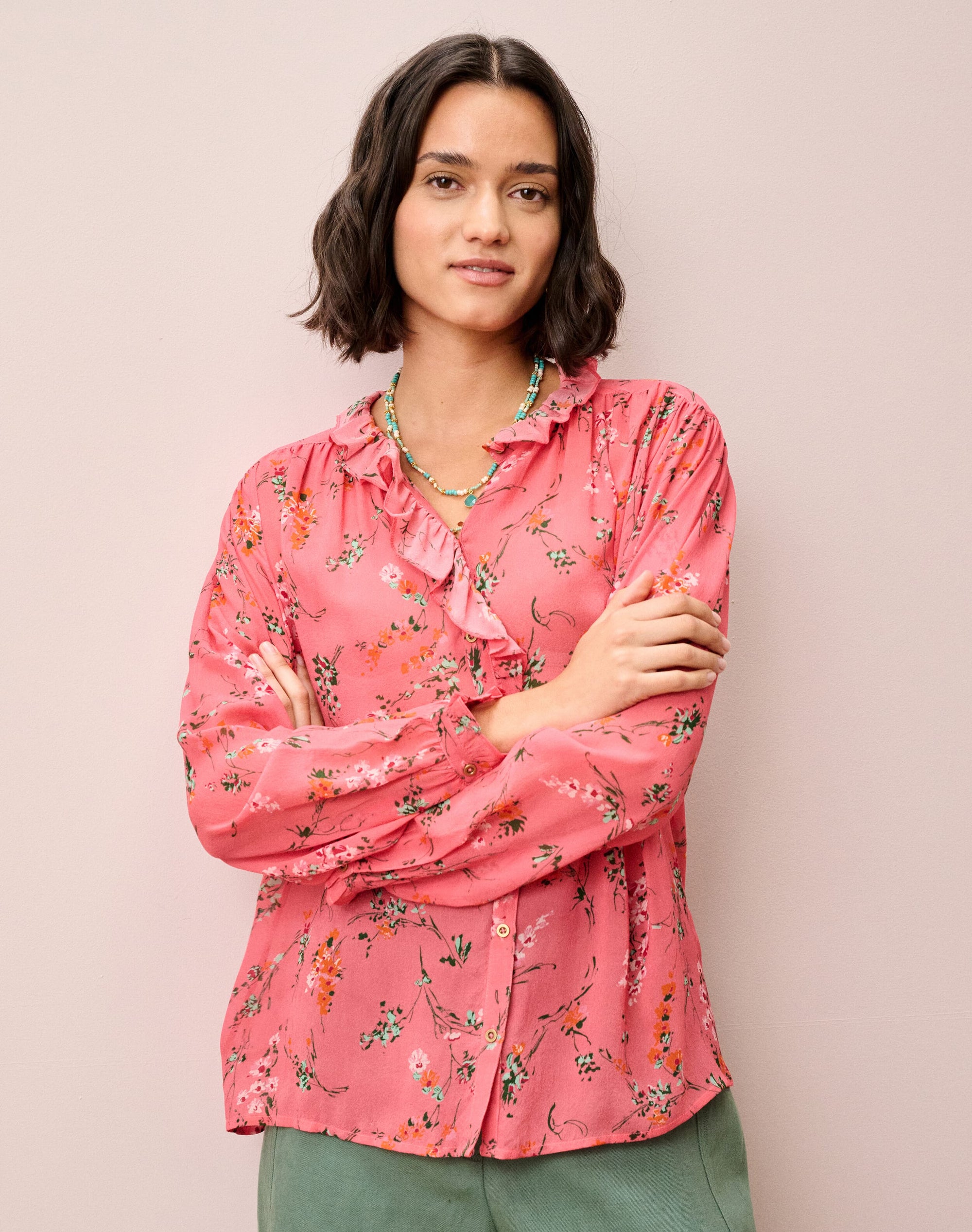 Silk Frill Front Blouse