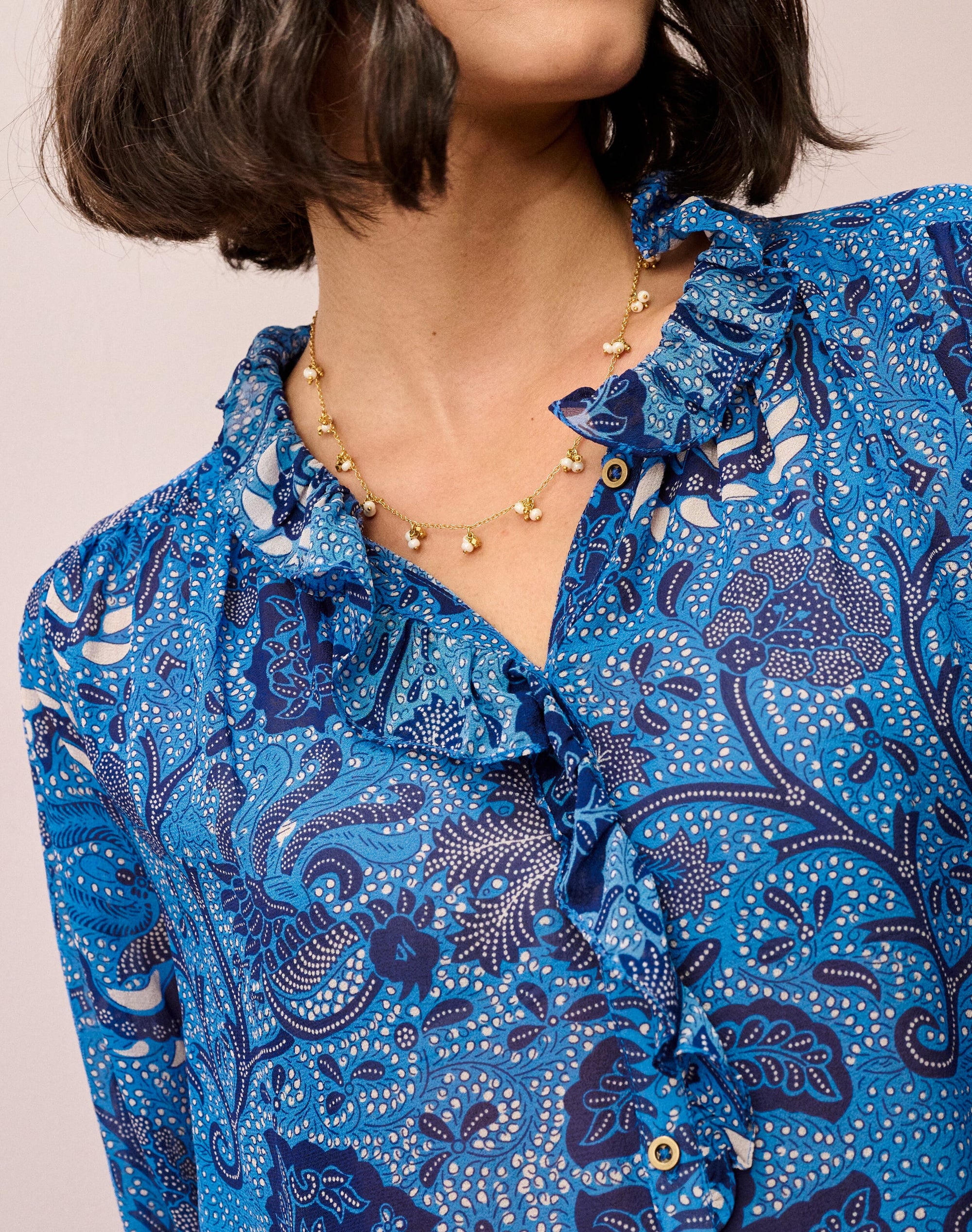 Silk Frill Front Blouse
