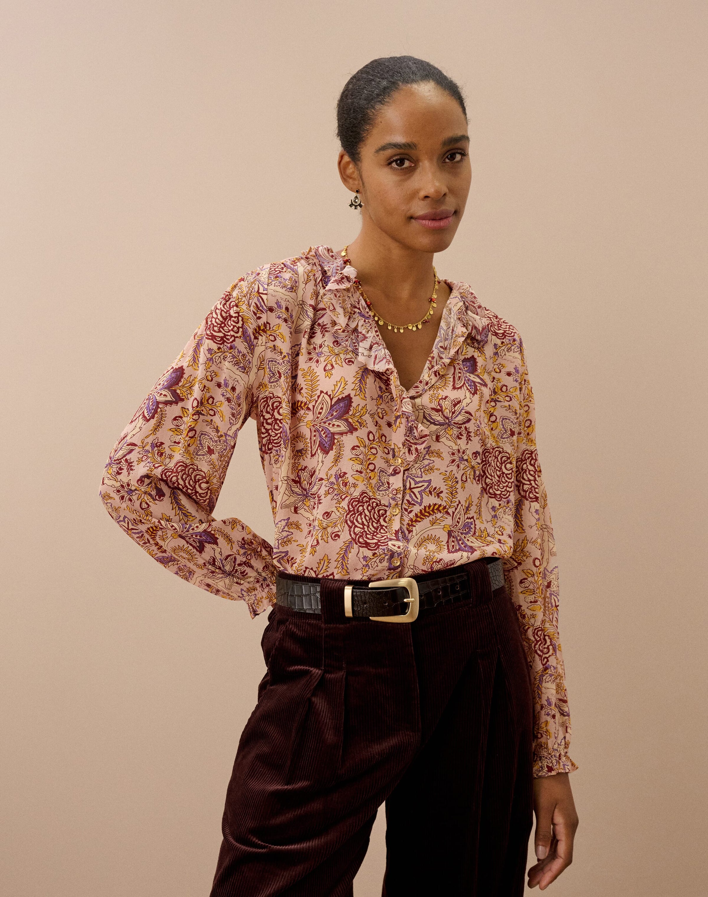 Silk Frill Front Blouse