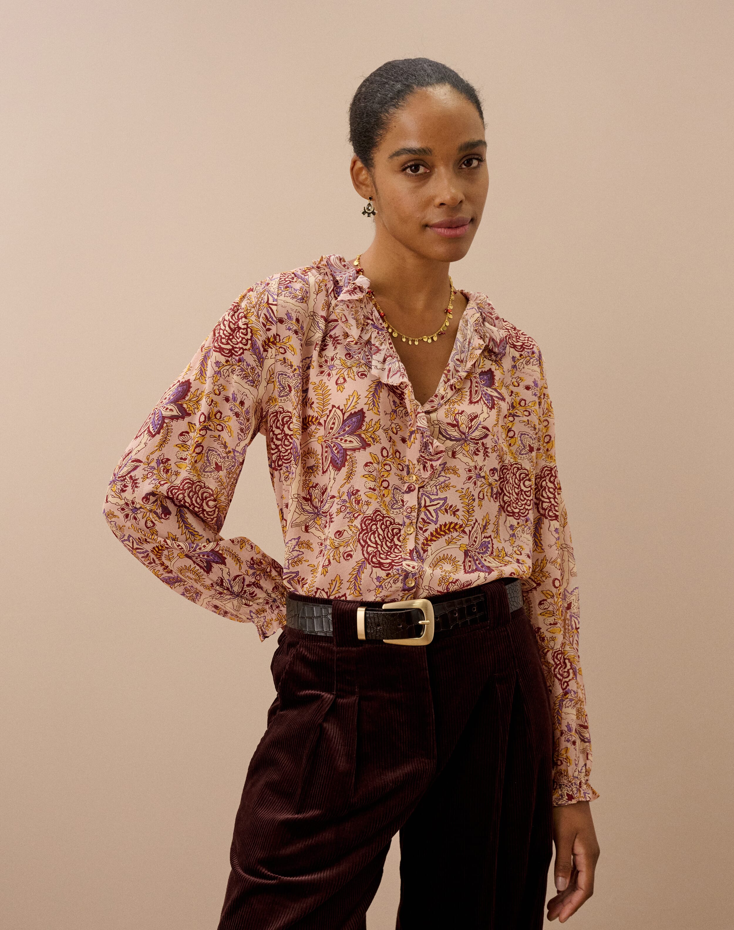 Silk Frill Front Blouse