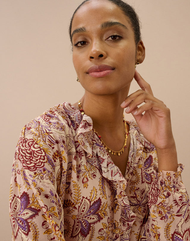 Silk Frill Front Blouse