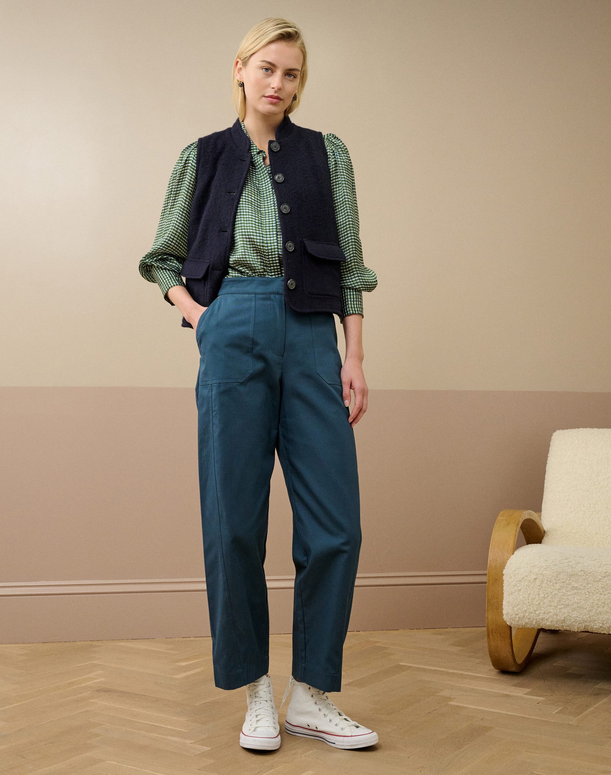 Graphic Check Dagger Collar Shirt