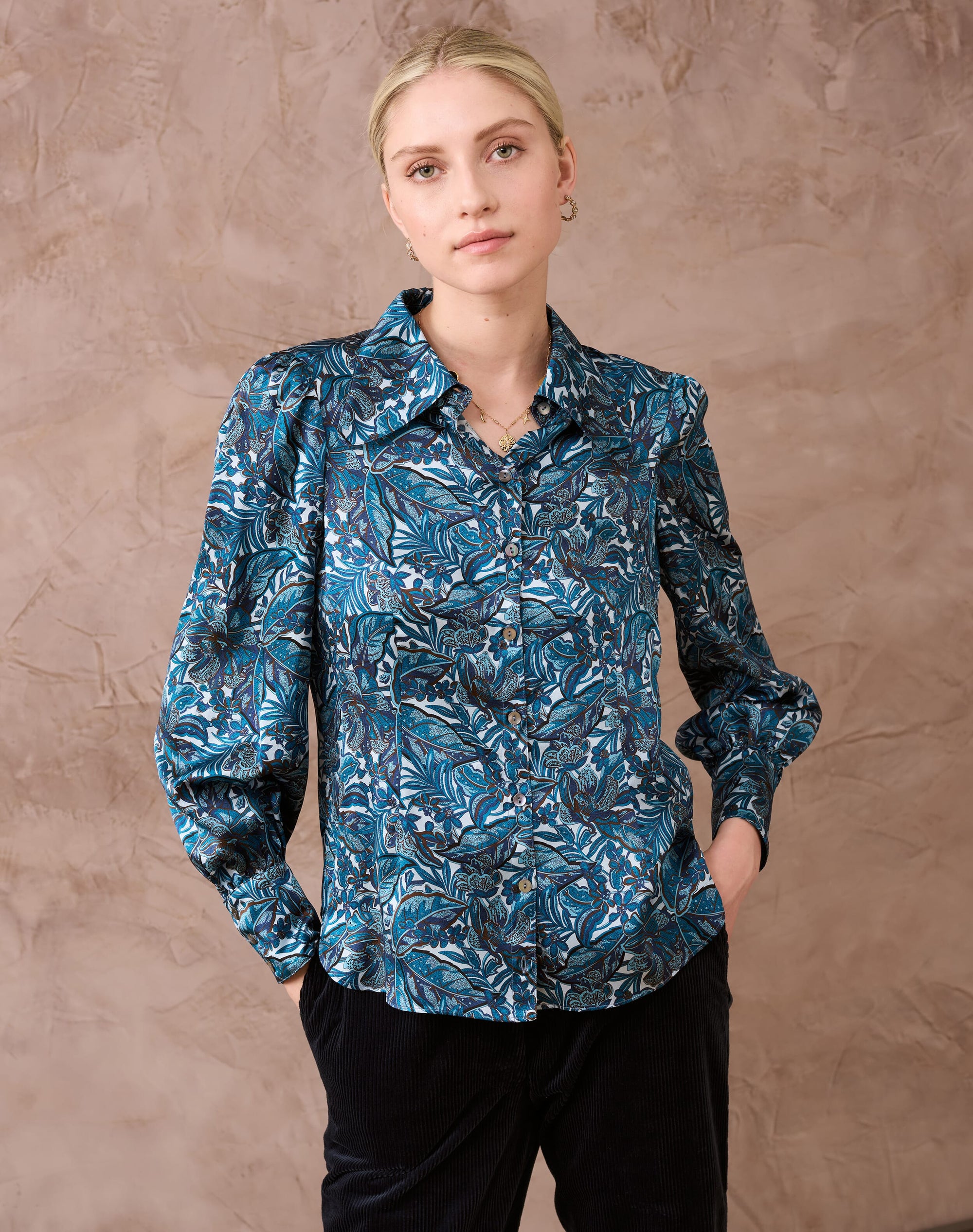 Liberty Print Silk Satin Blouse