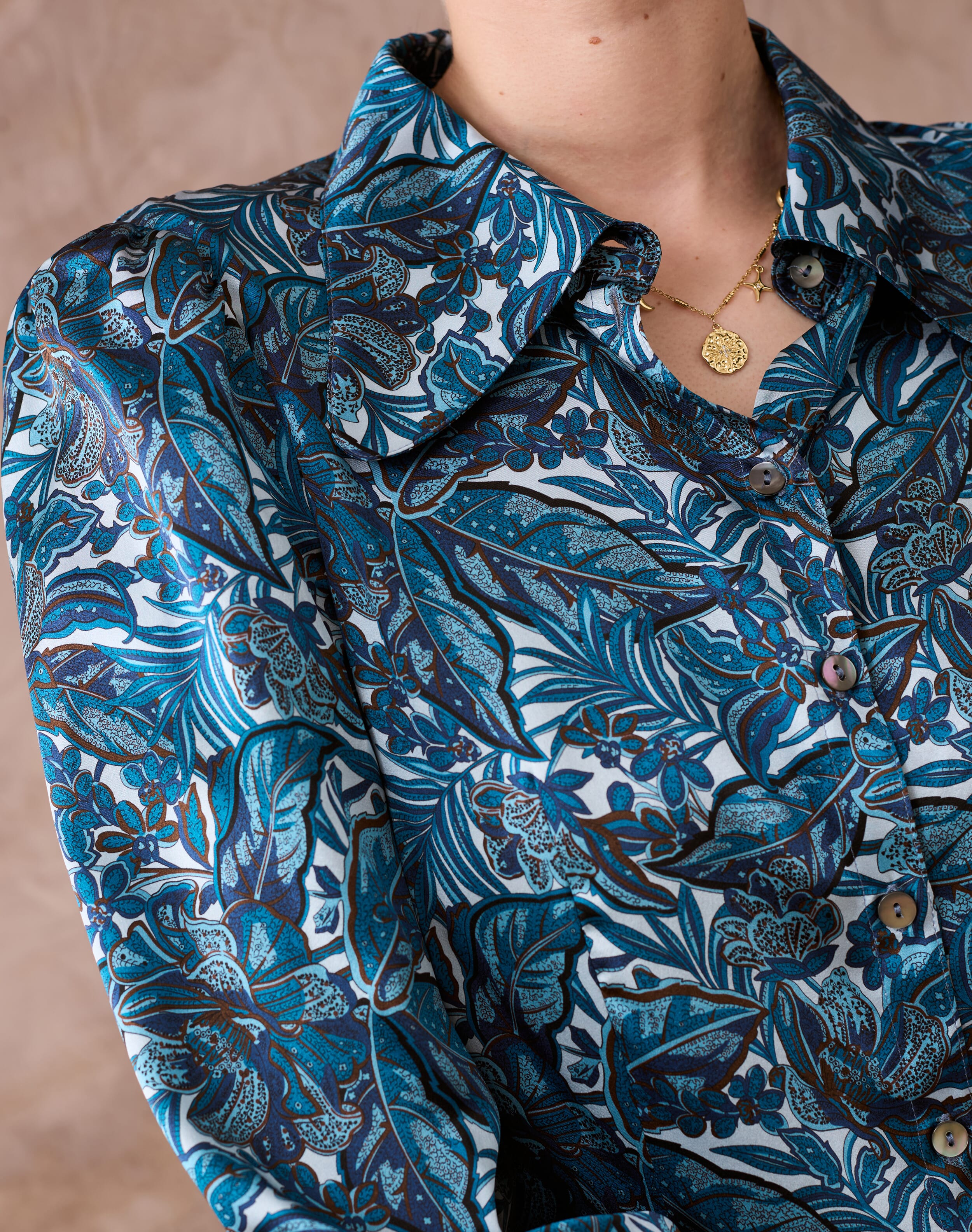Liberty Print Silk Satin Blouse