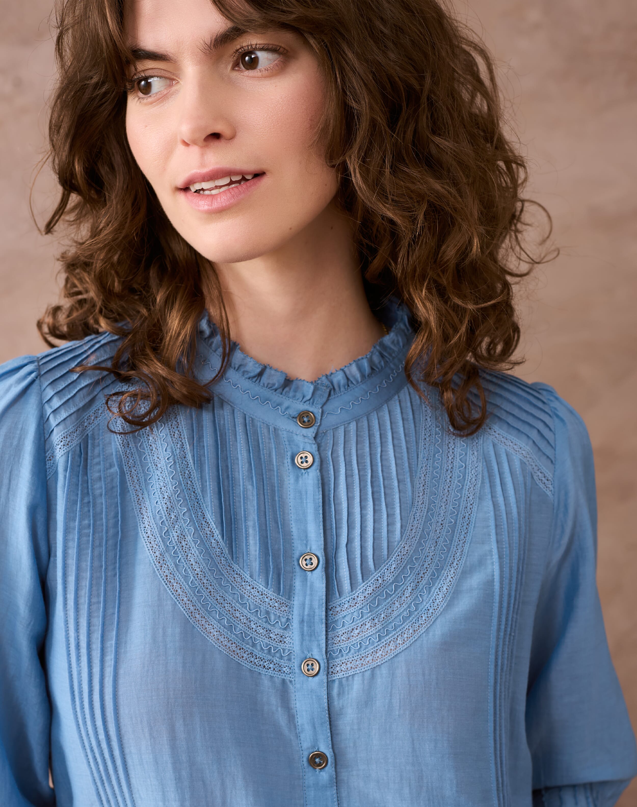 Silk Cotton Pintuck Blouse
