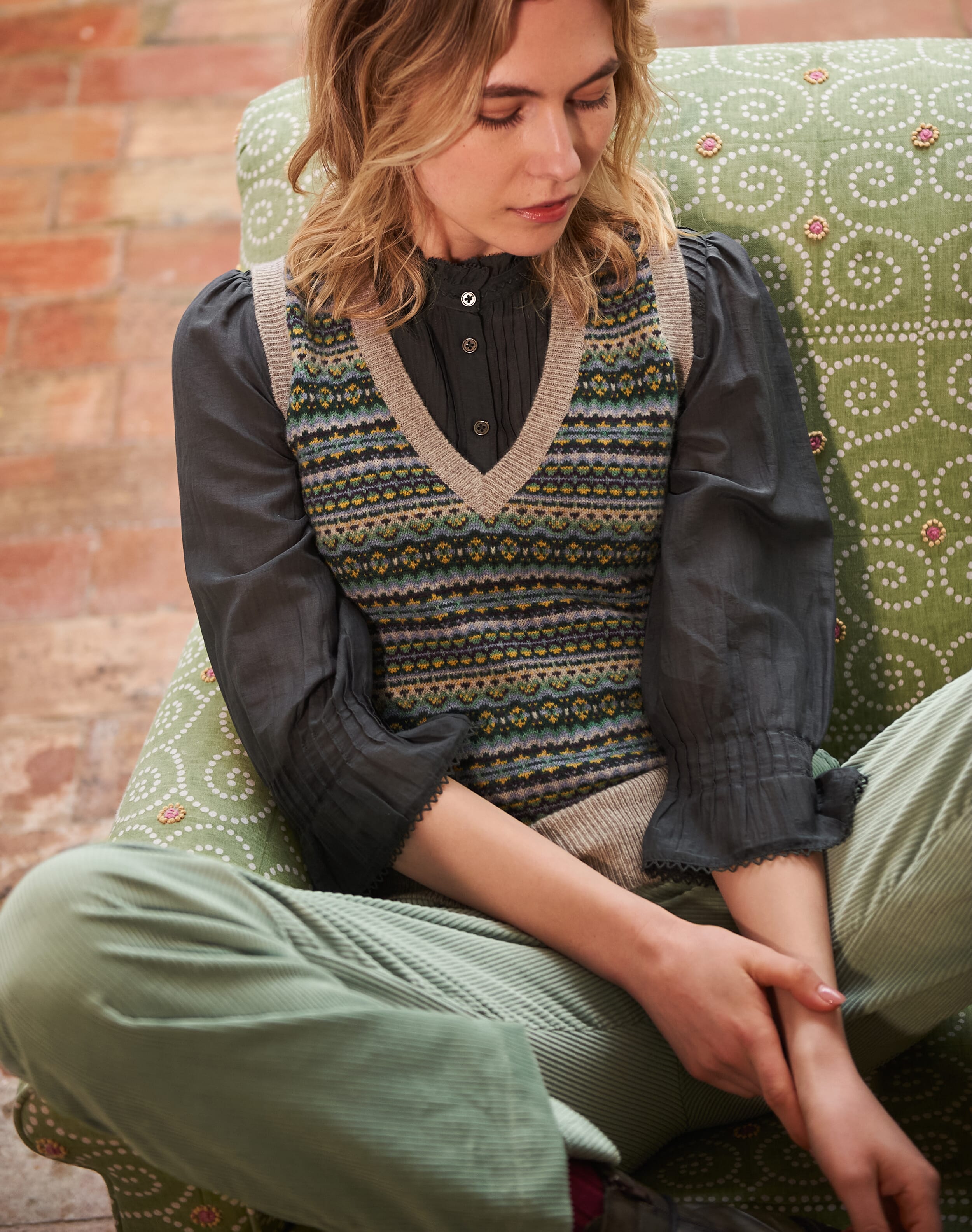 Silk Cotton Pintuck Blouse