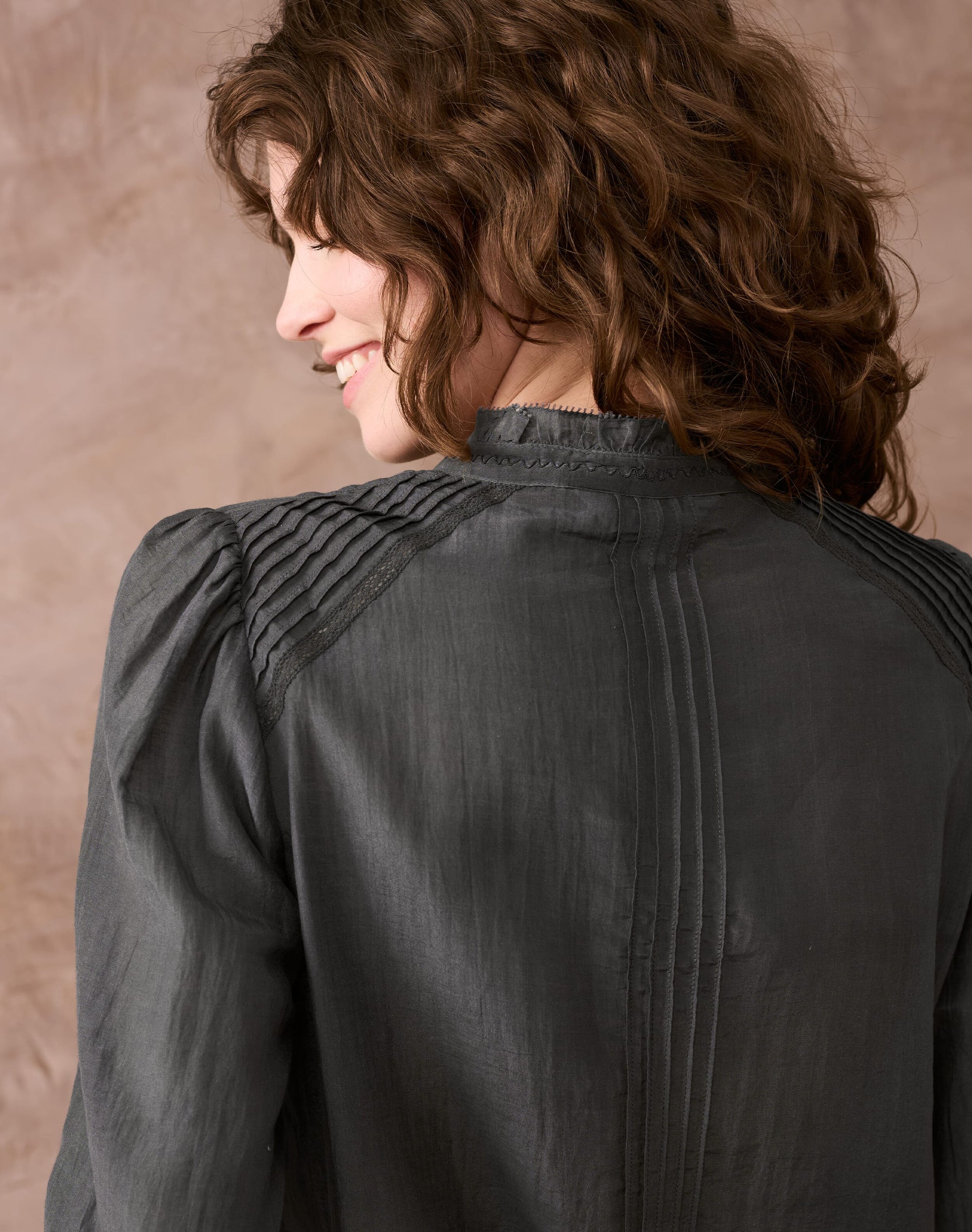 Silk Cotton Pintuck Blouse