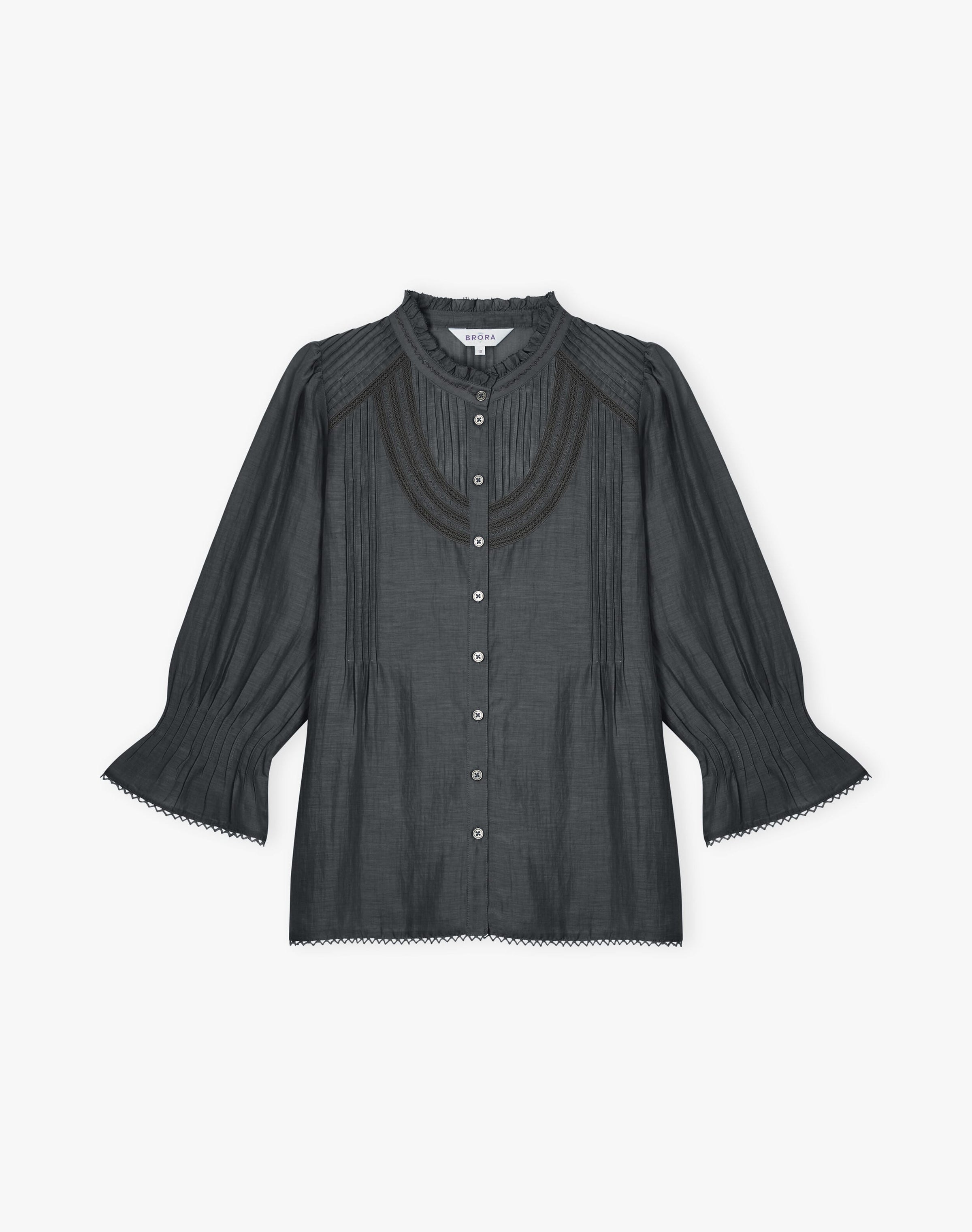 Silk Cotton Pintuck Blouse