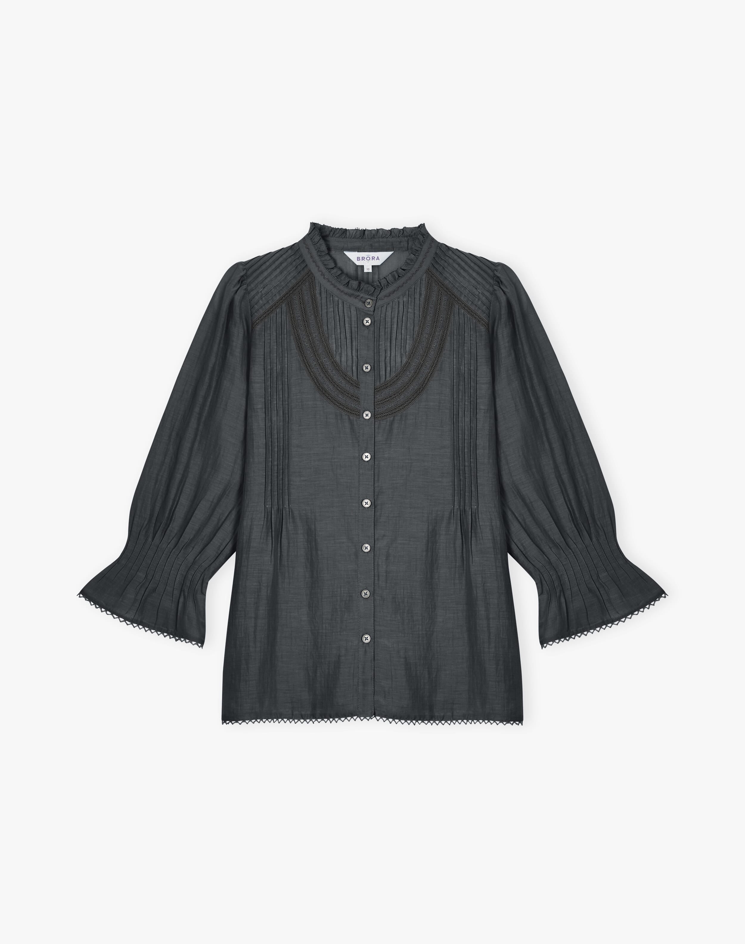 Silk Cotton Pintuck Blouse