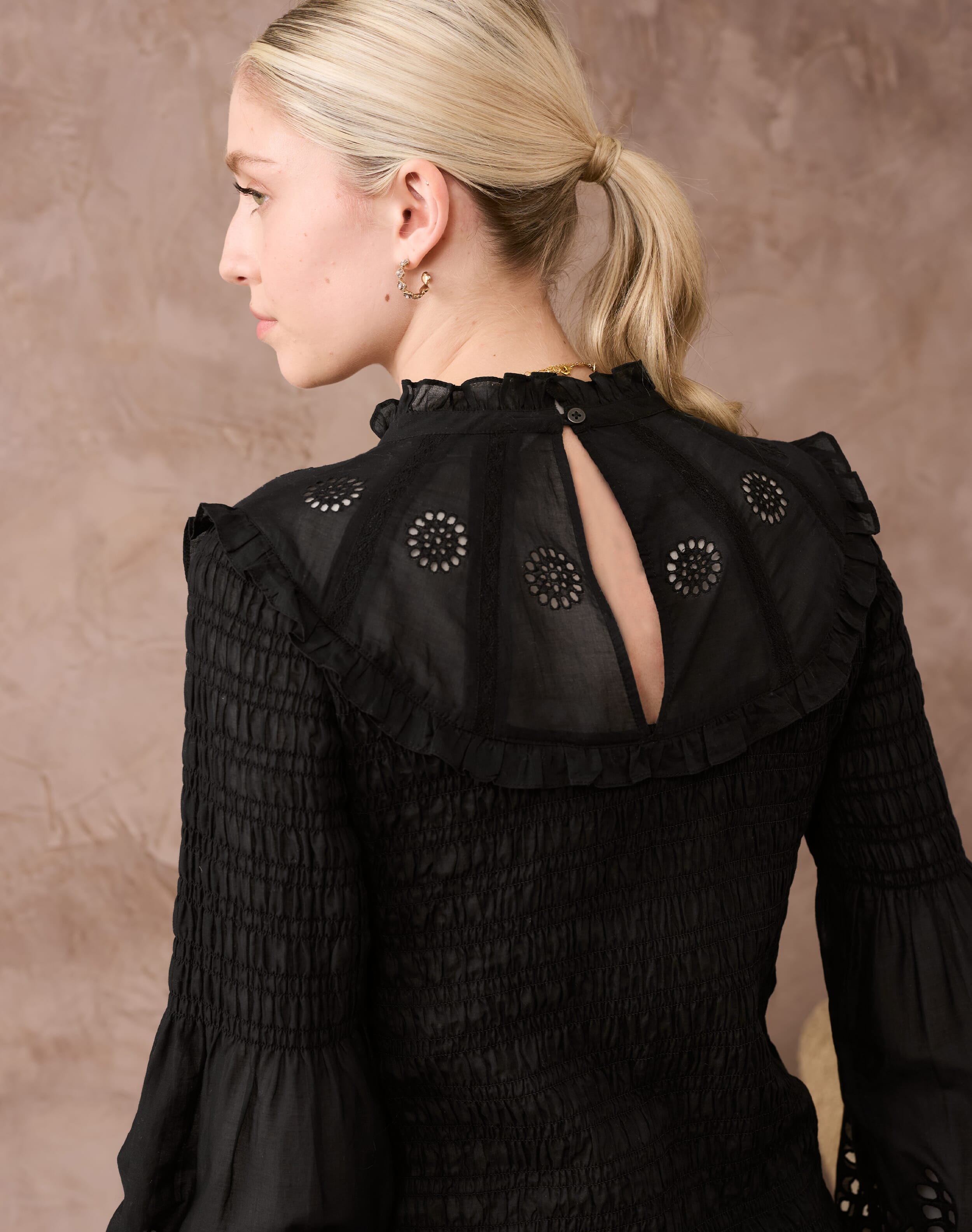 Organic Cotton Shirred Blouse