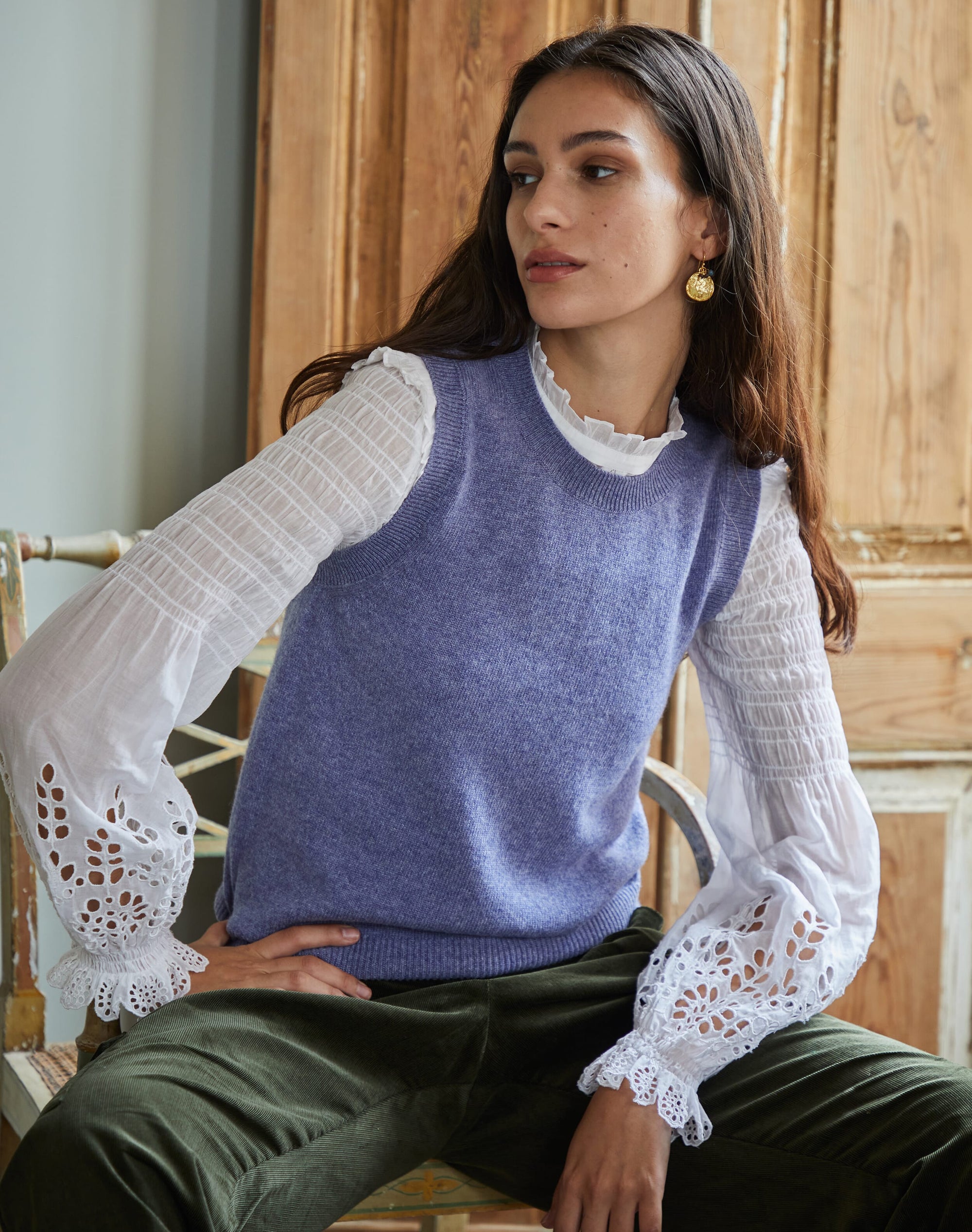 Organic Cotton Shirred Blouse