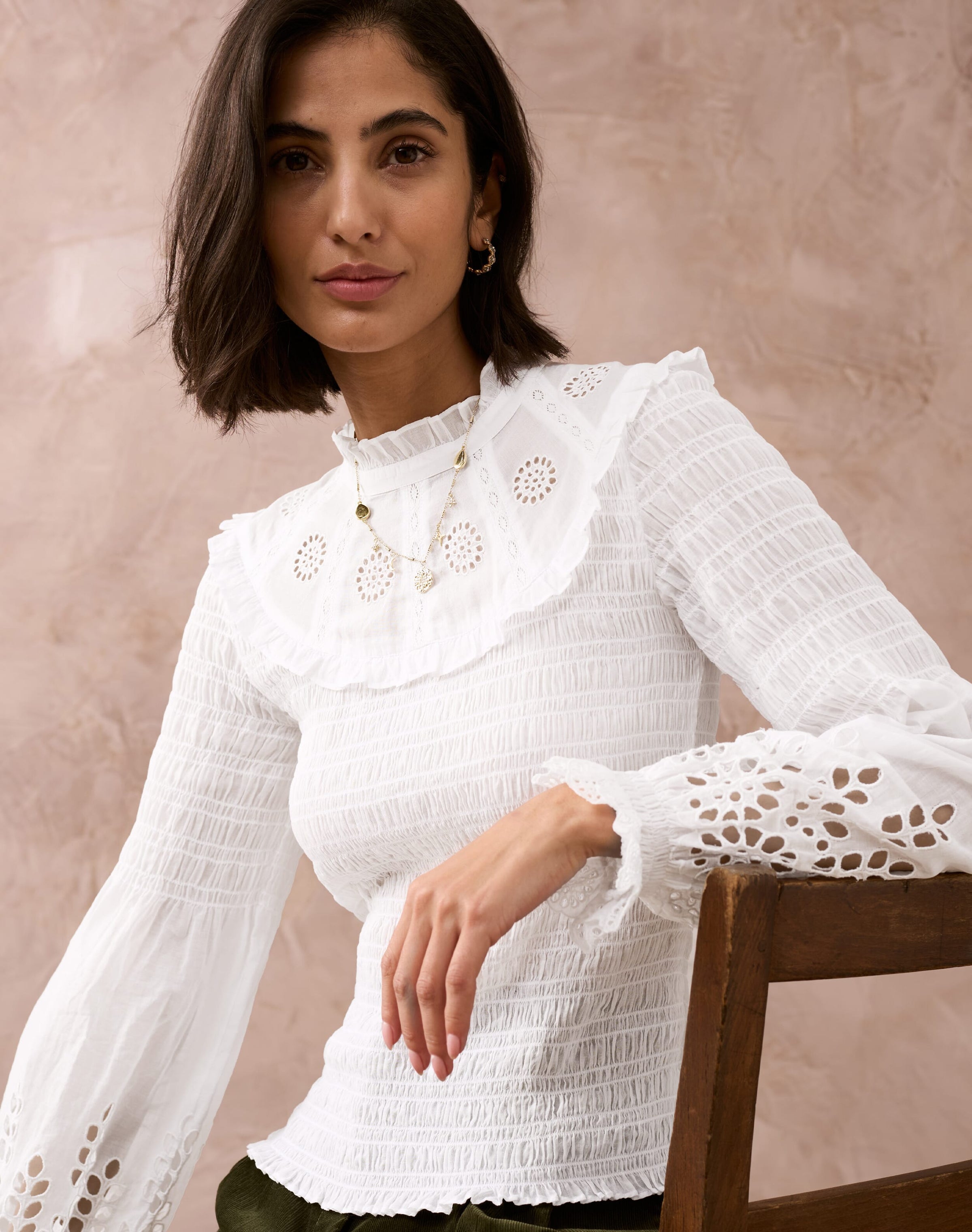 Organic Cotton Shirred Blouse