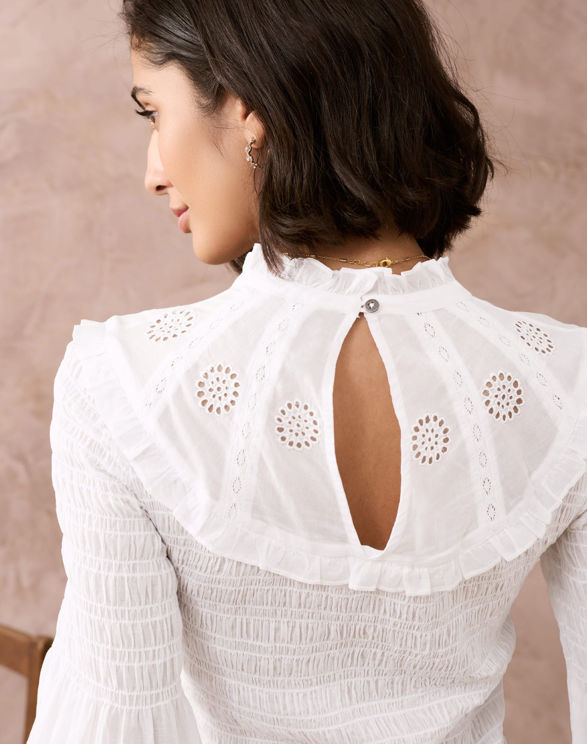 Organic Cotton Shirred Blouse