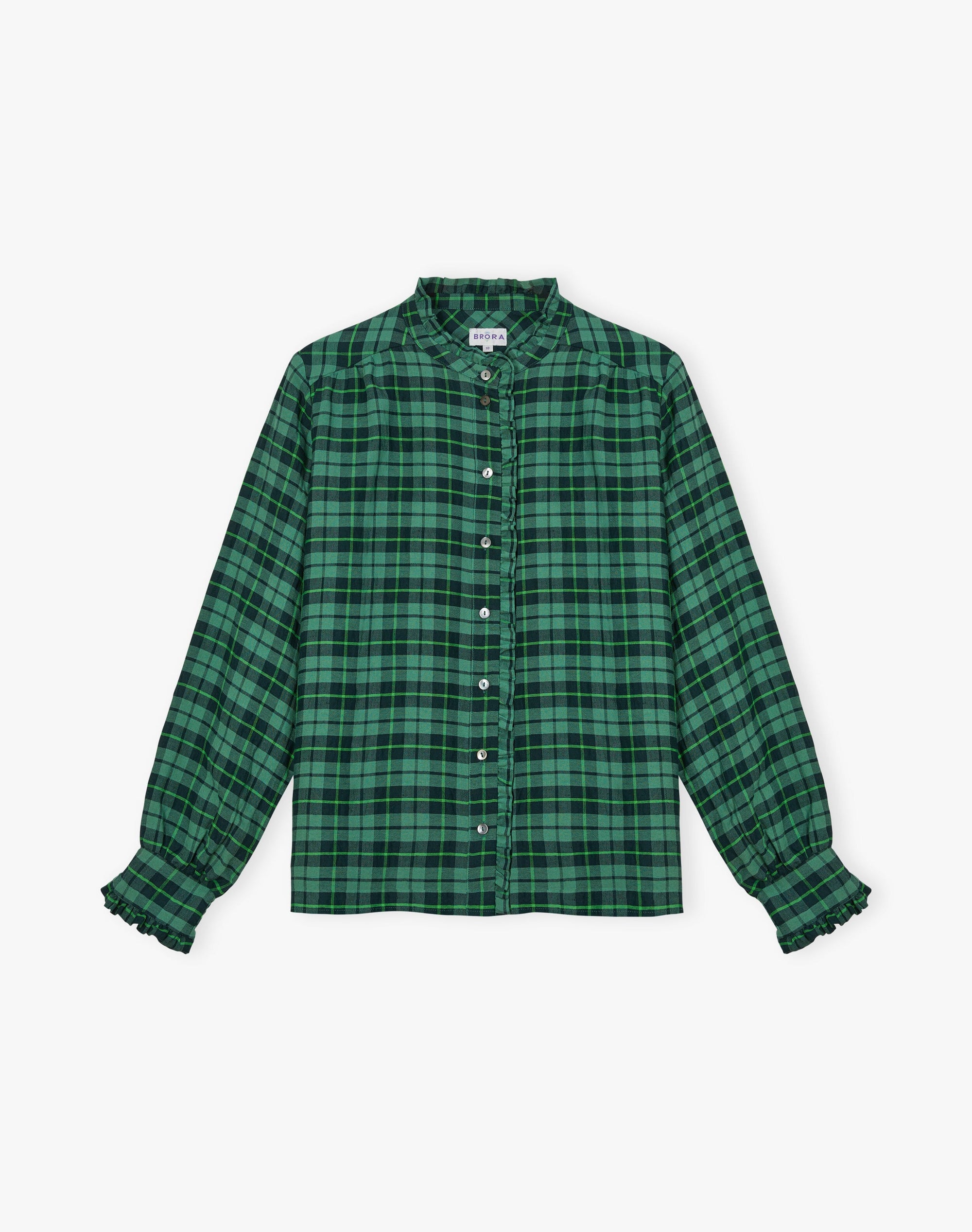 Plaid Frill Collar Blouse