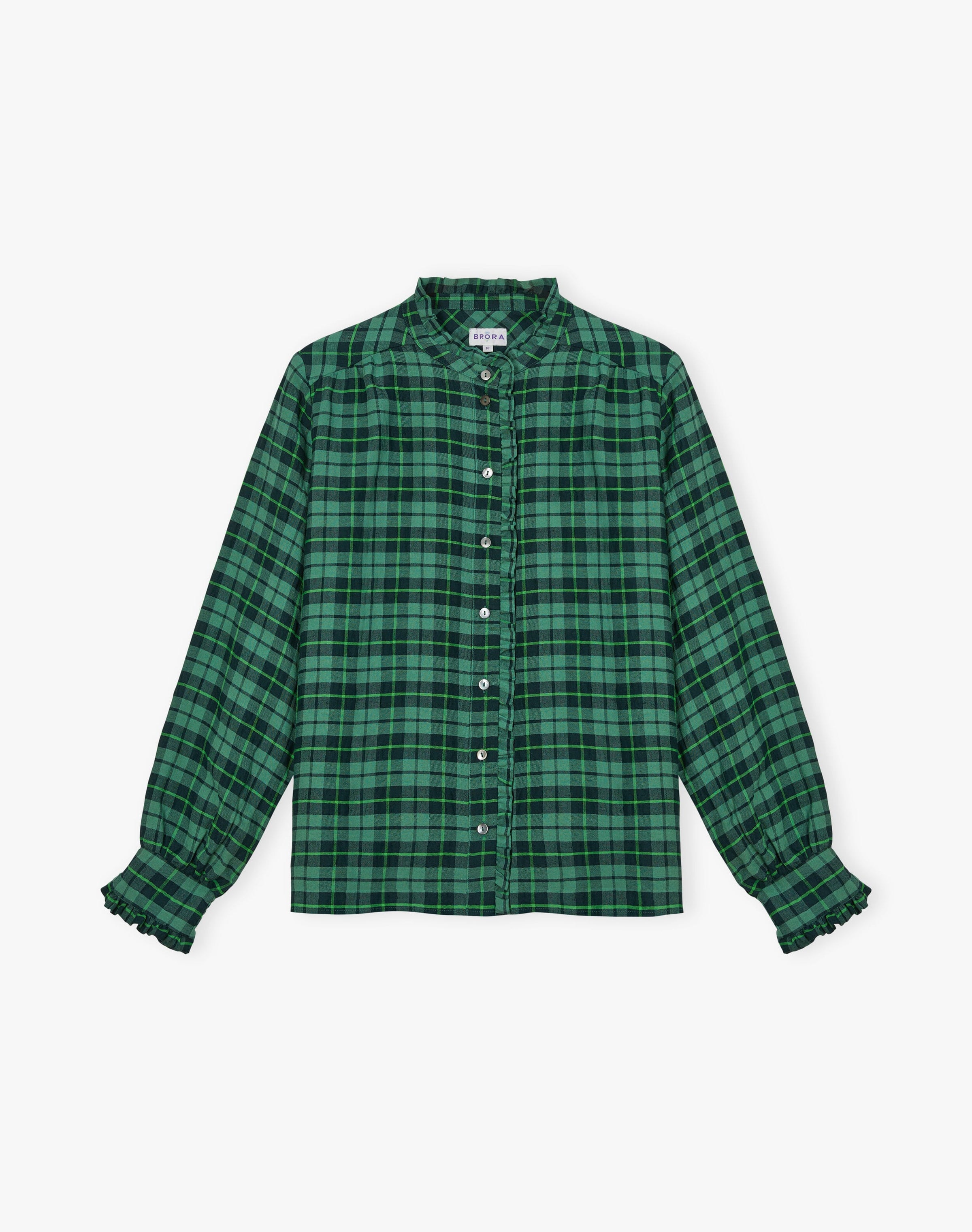 Plaid Frill Collar Blouse