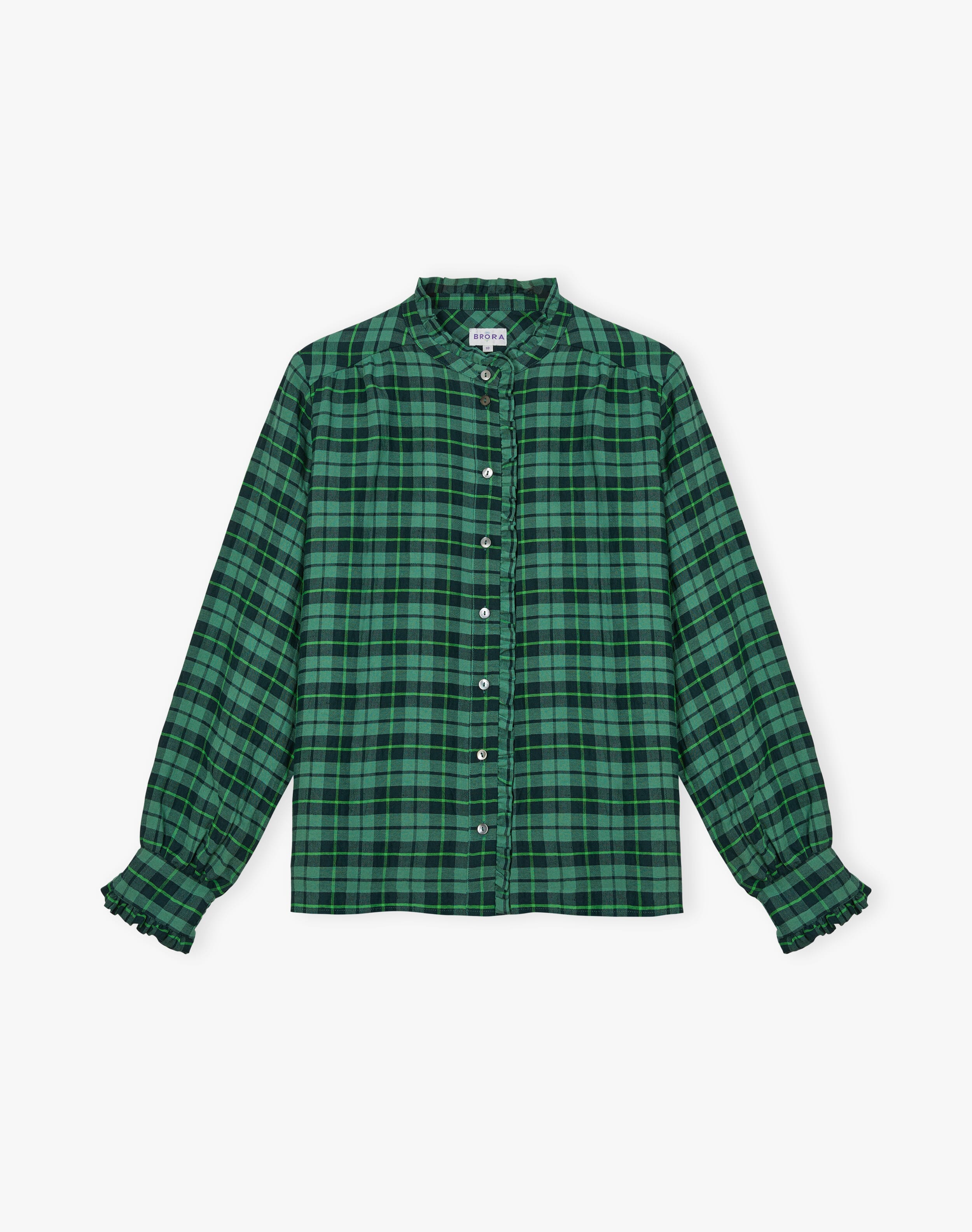 Plaid Frill Collar Blouse