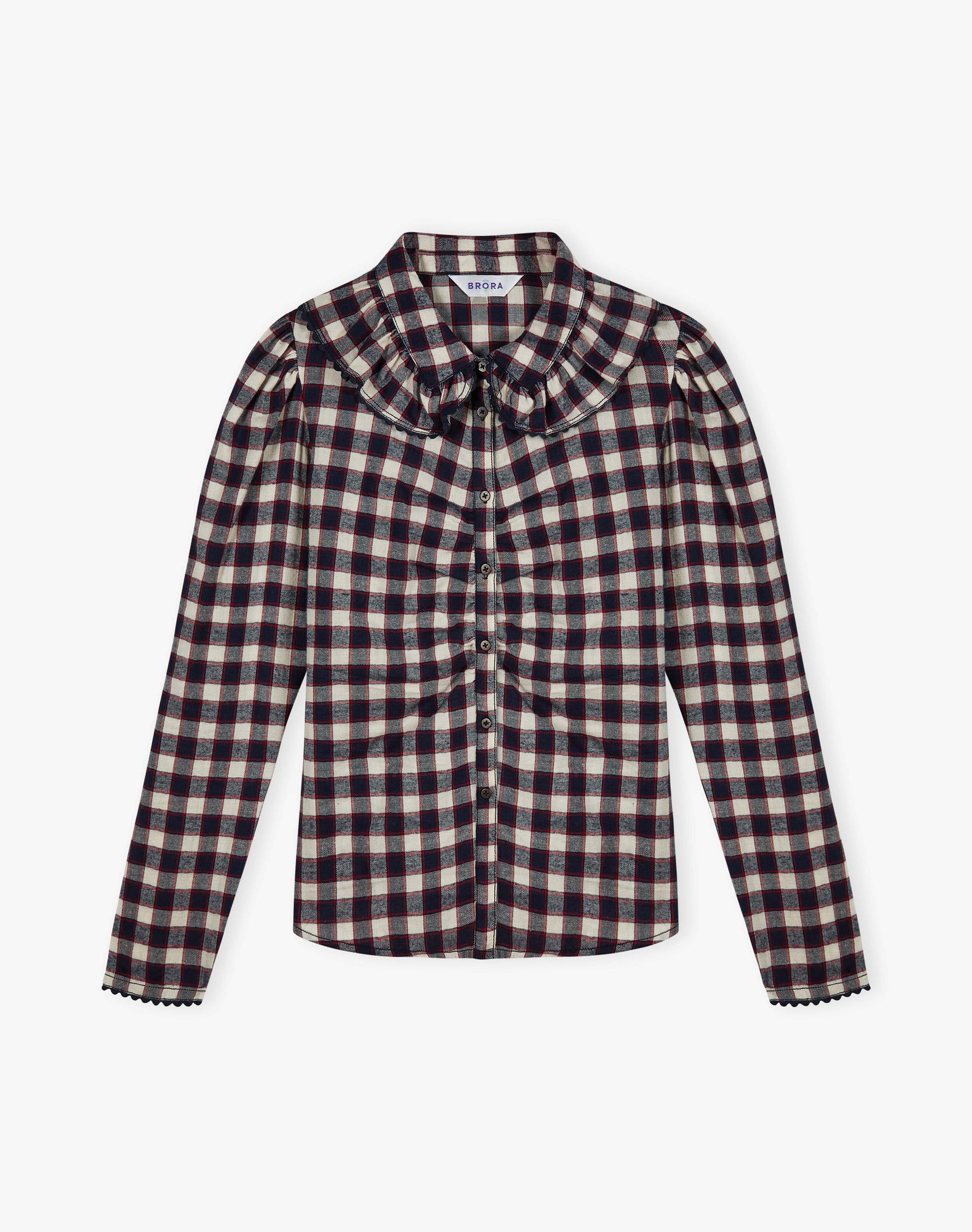 Brushed Cotton Check Ruched Shirt