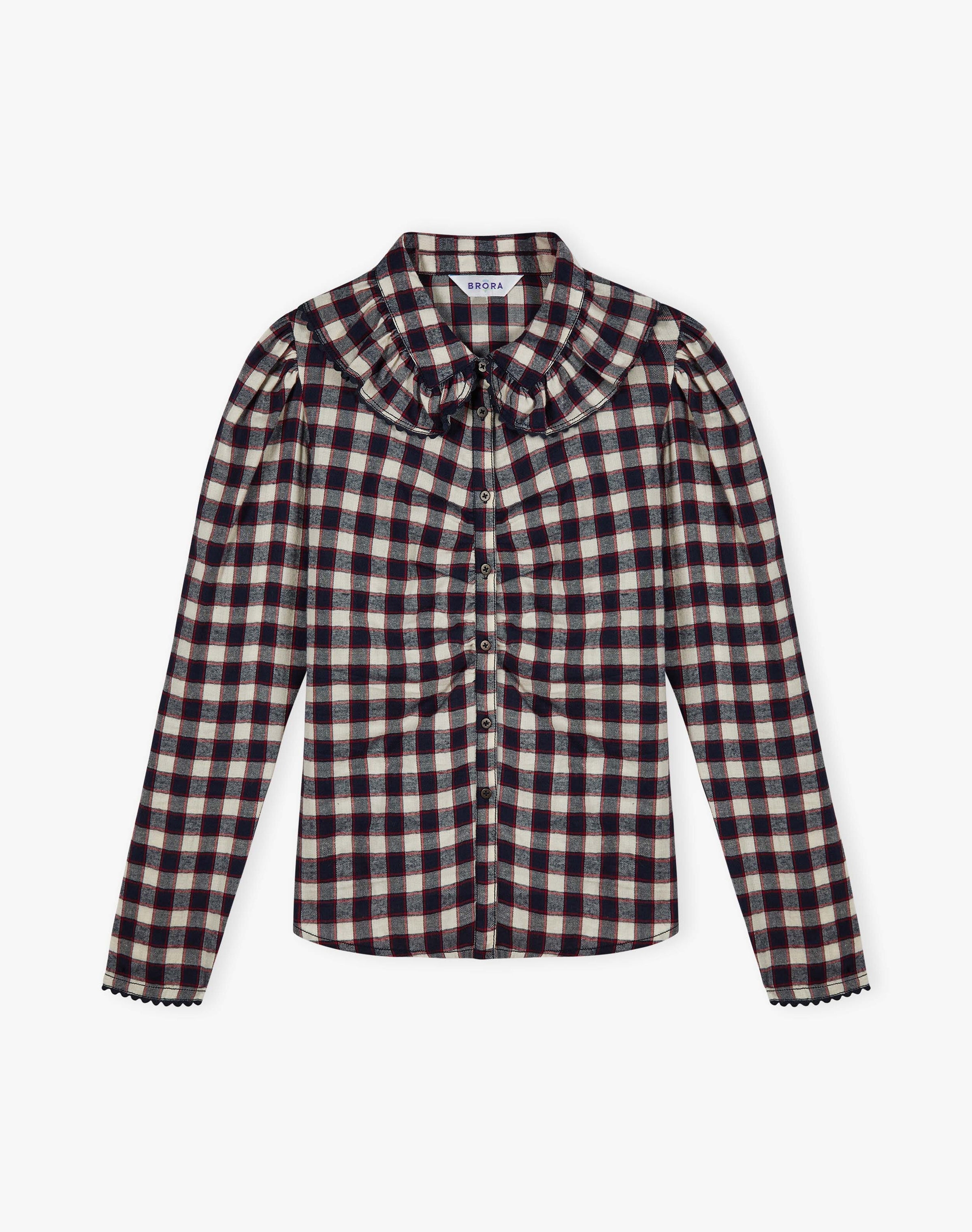 Brushed Cotton Check Ruched Shirt