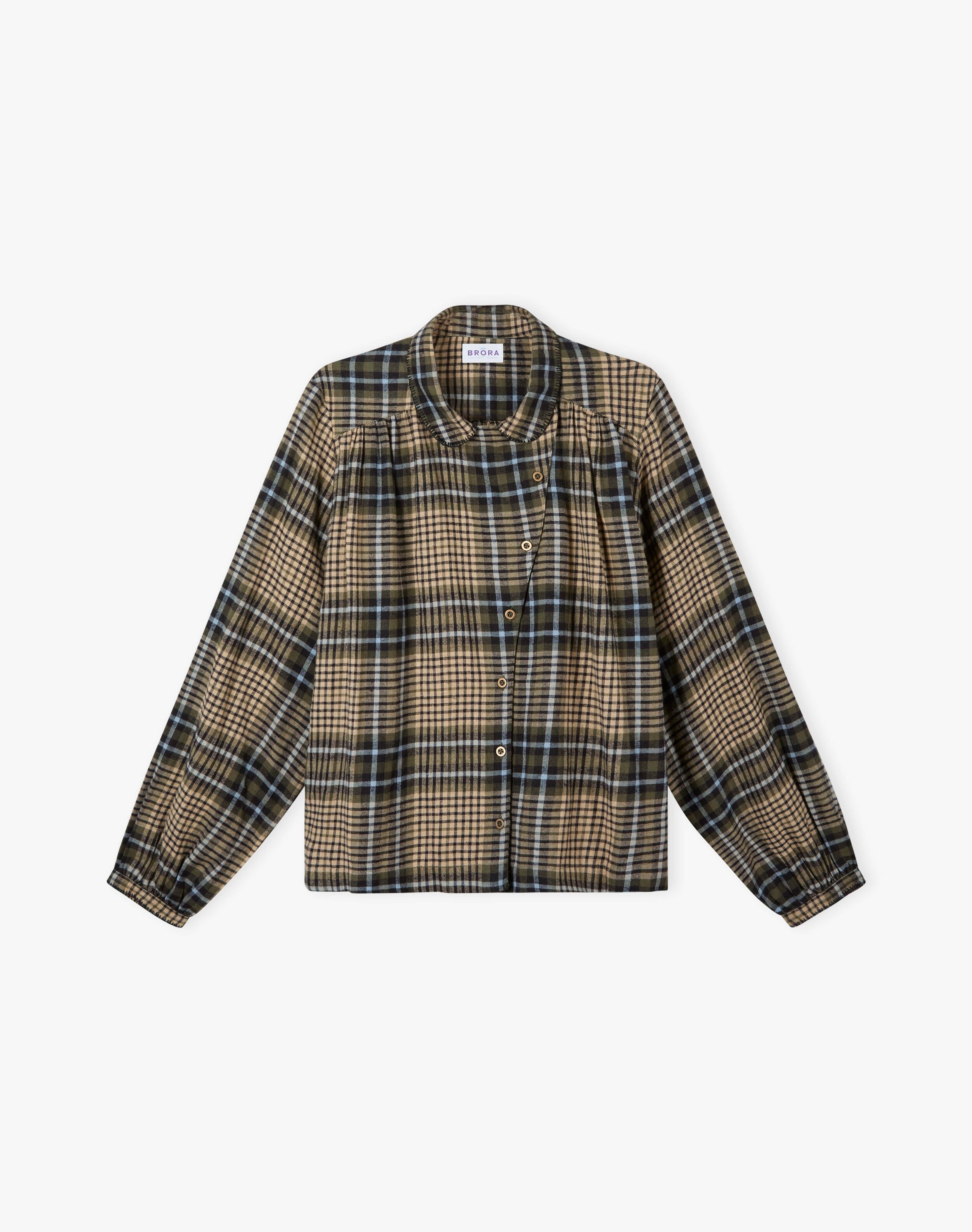 Brushed Cotton Check Smock Blouse