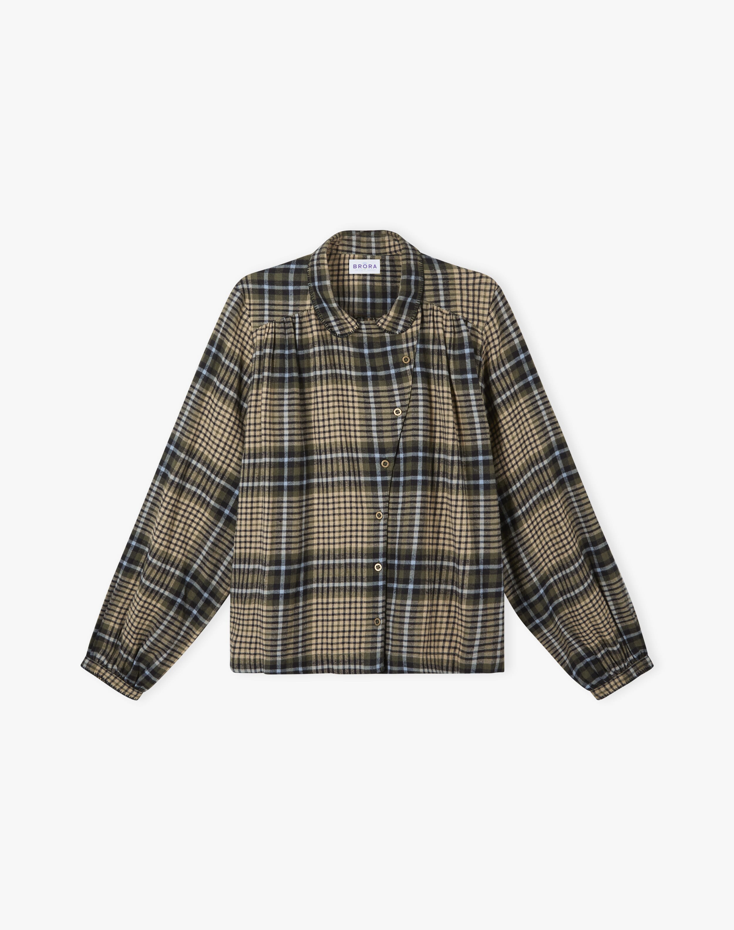 Brushed Cotton Check Smock Blouse