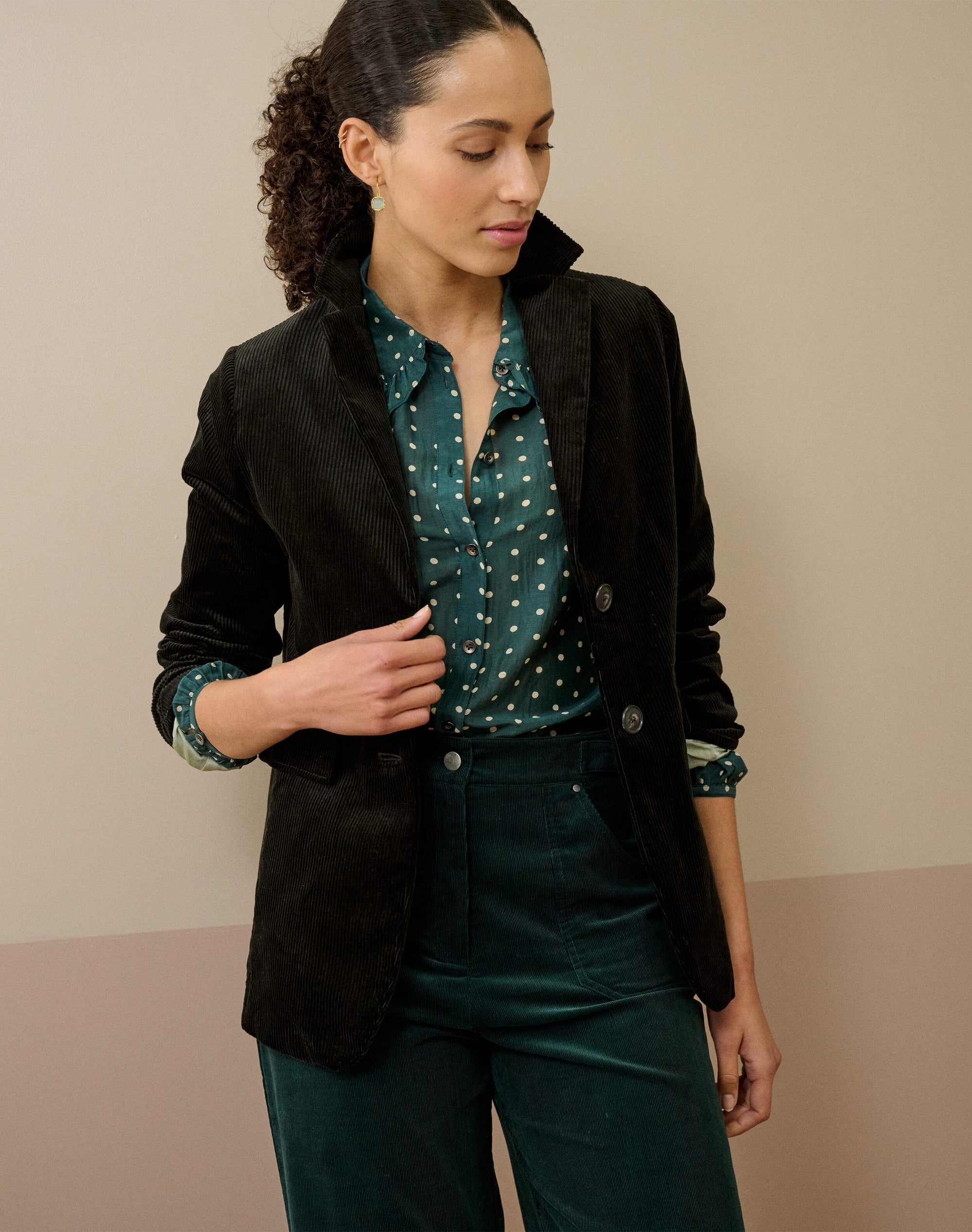 Silk Cotton Polka Dot Print Blouse