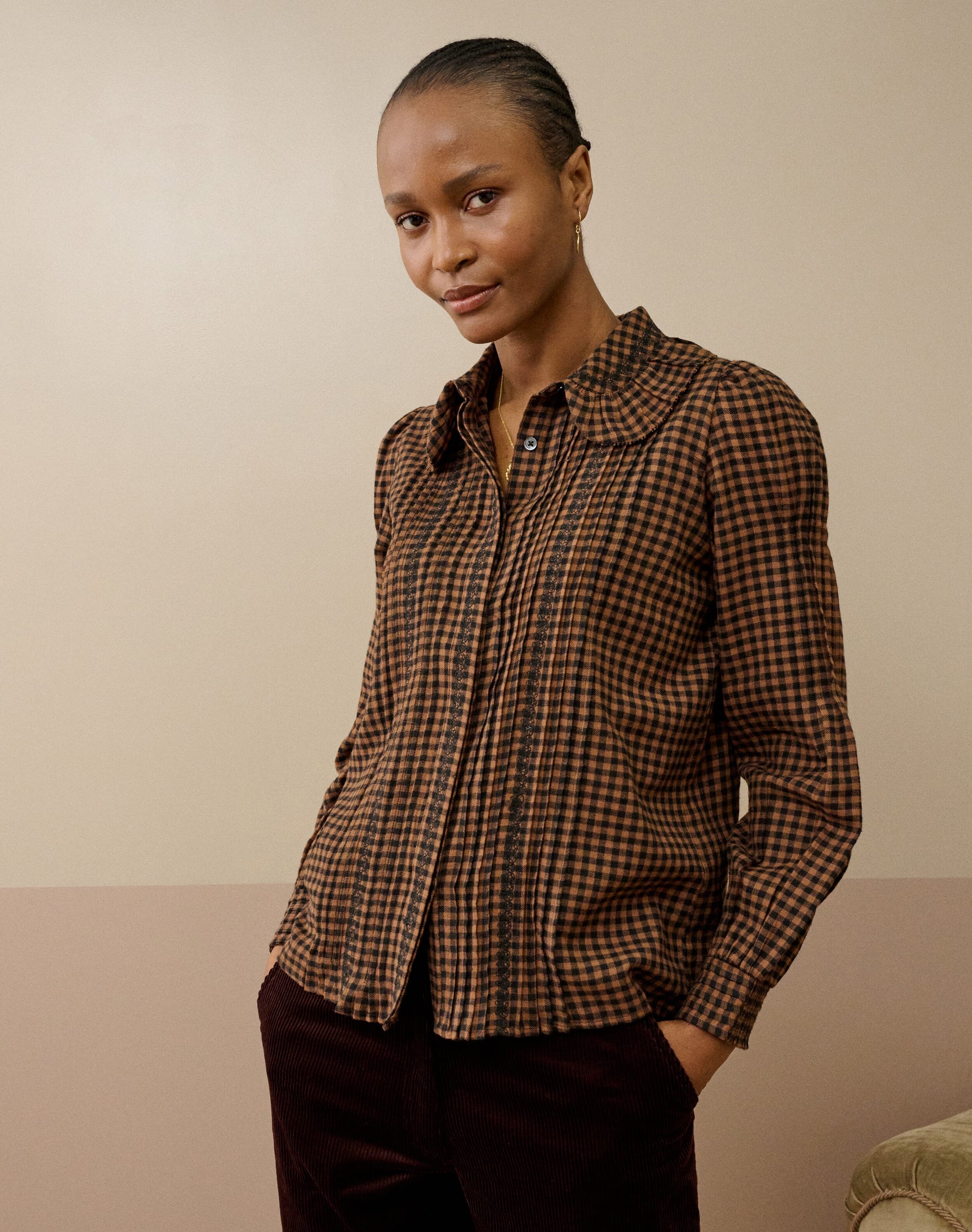 Brushed Cotton Gingham Blouse