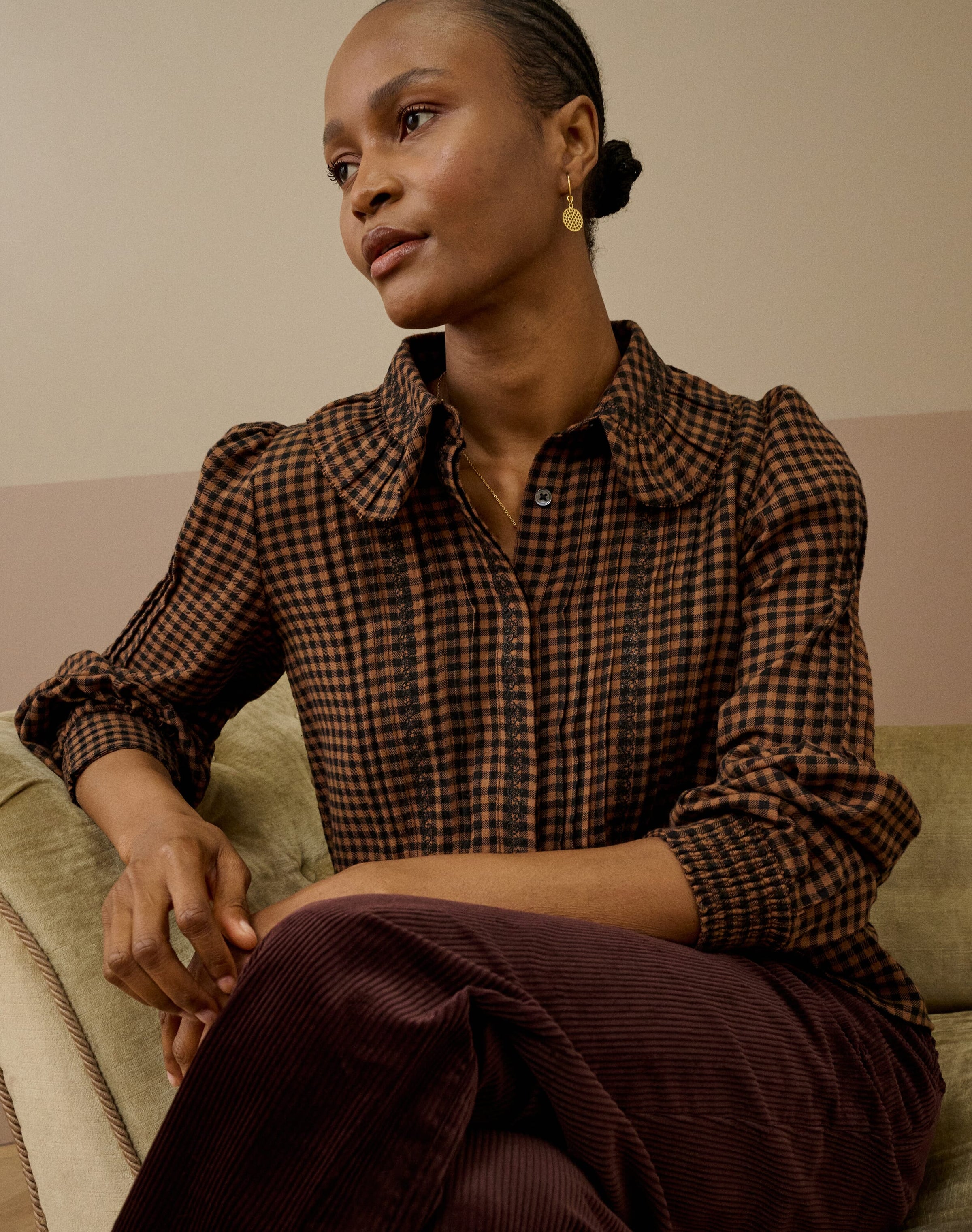 Brushed Cotton Gingham Blouse