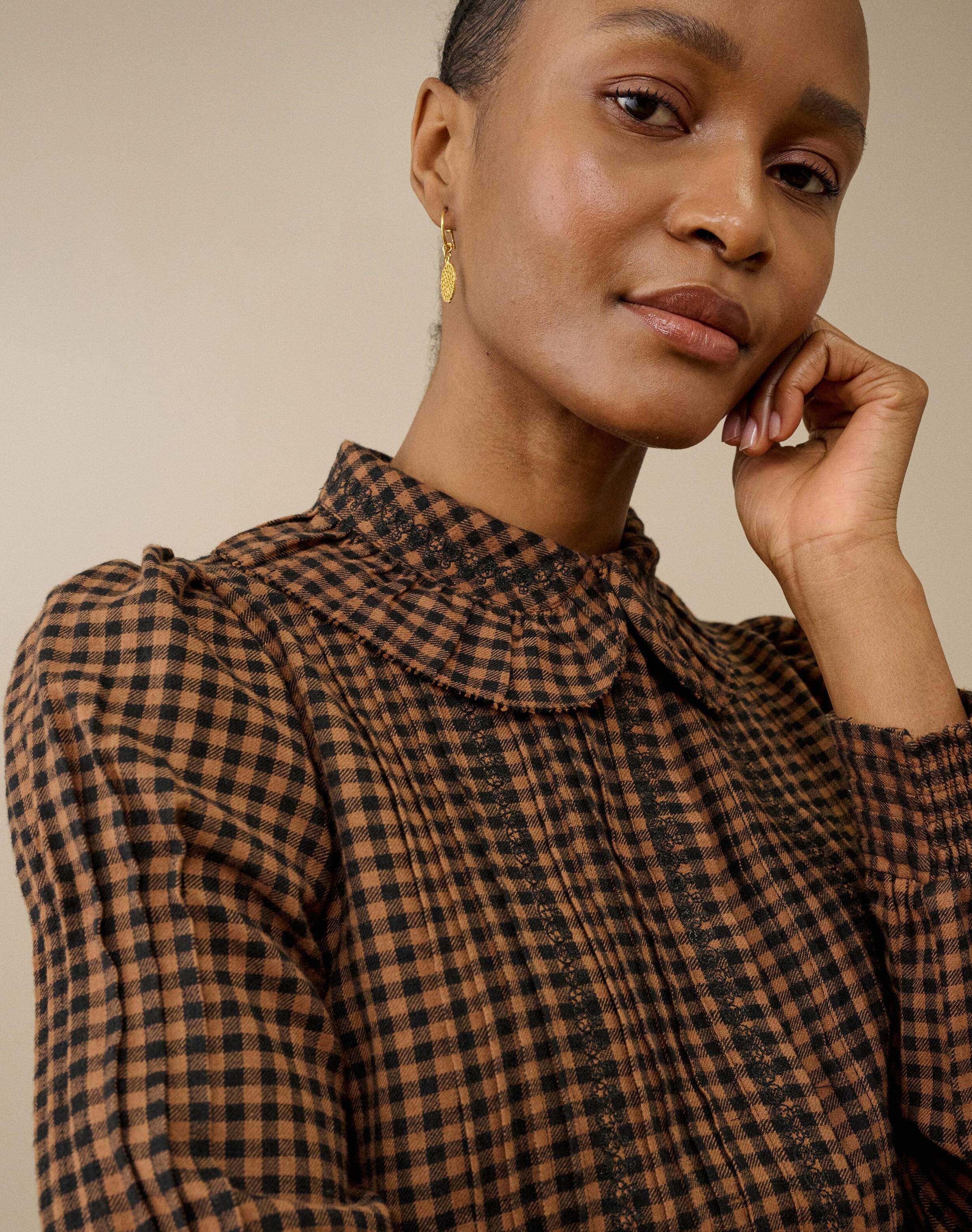Brushed Cotton Gingham Blouse