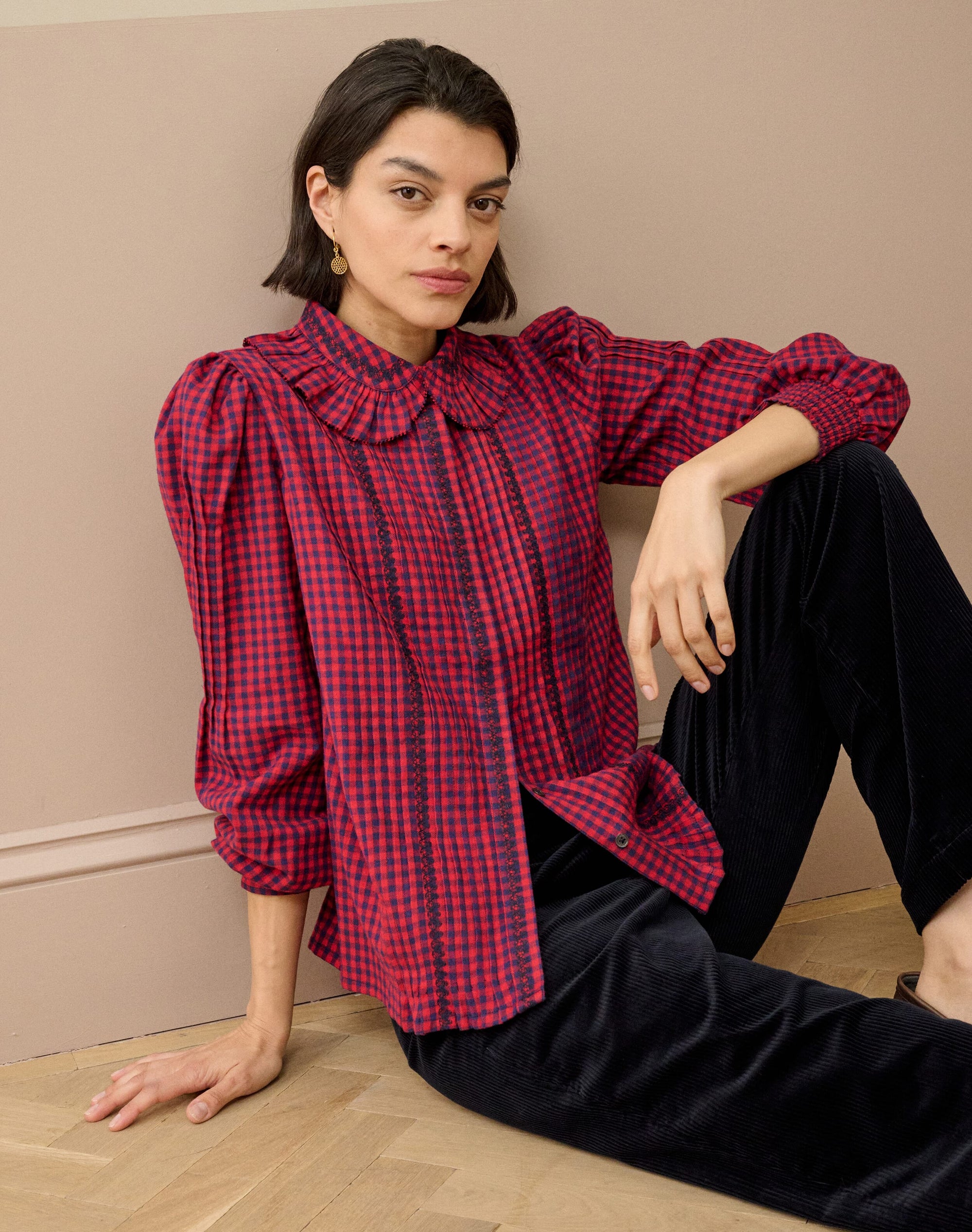 Brushed Cotton Gingham Blouse