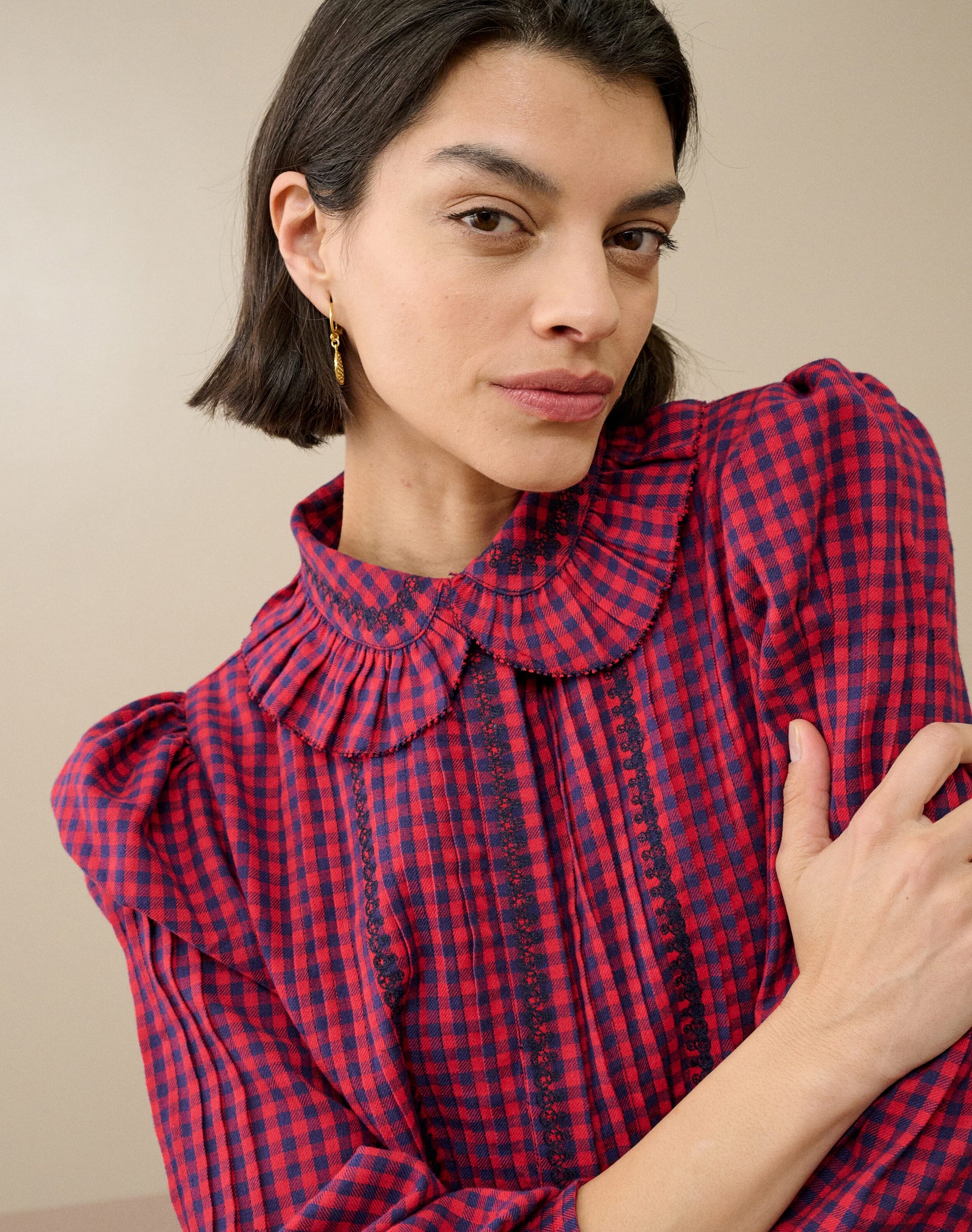 Brushed Cotton Gingham Blouse