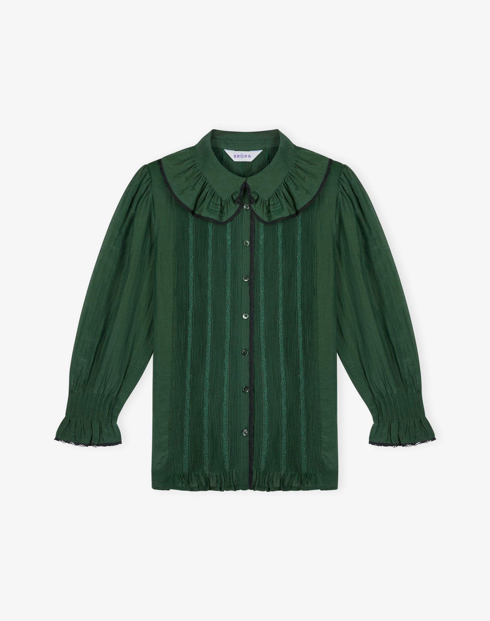Silk Cotton Frill Collar Shirt