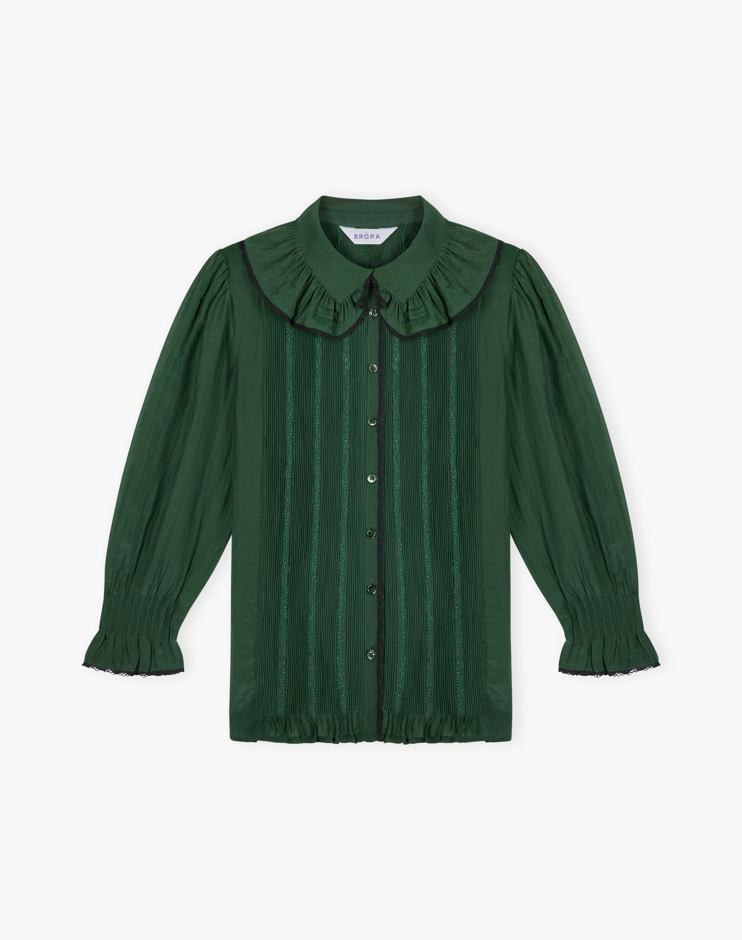Silk Cotton Frill Collar Shirt