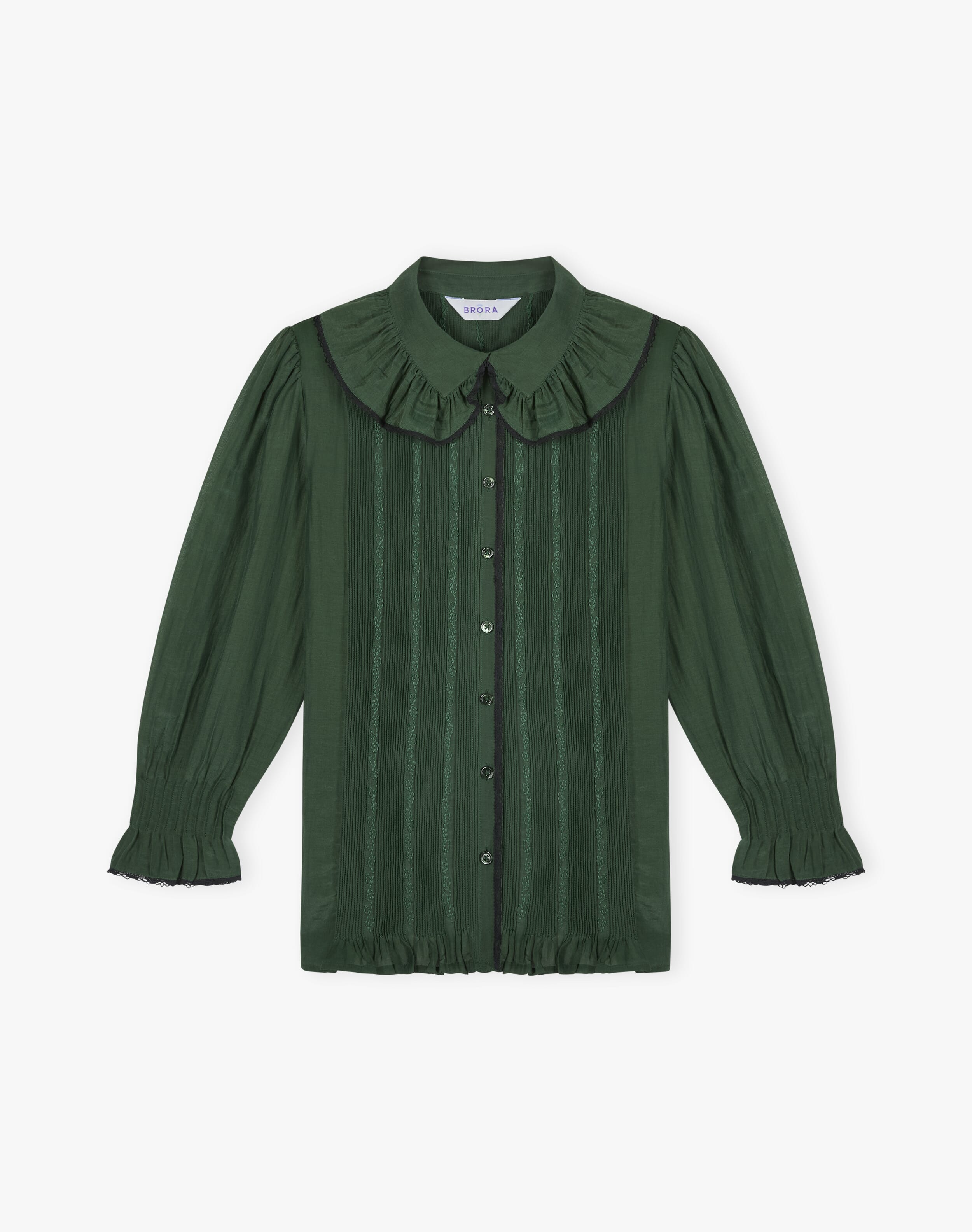 Silk Cotton Frill Collar Shirt
