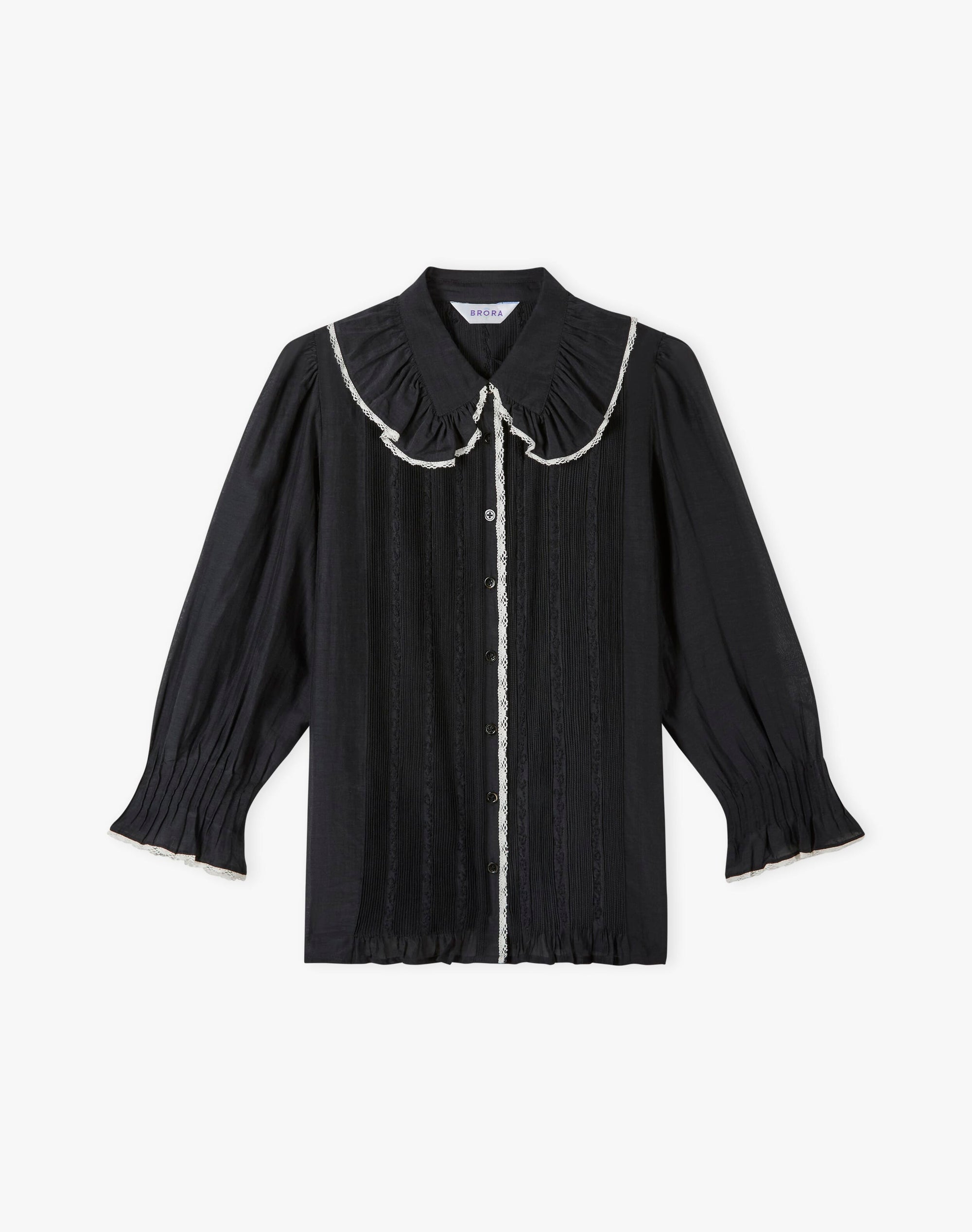 Silk Cotton Frill Collar Shirt