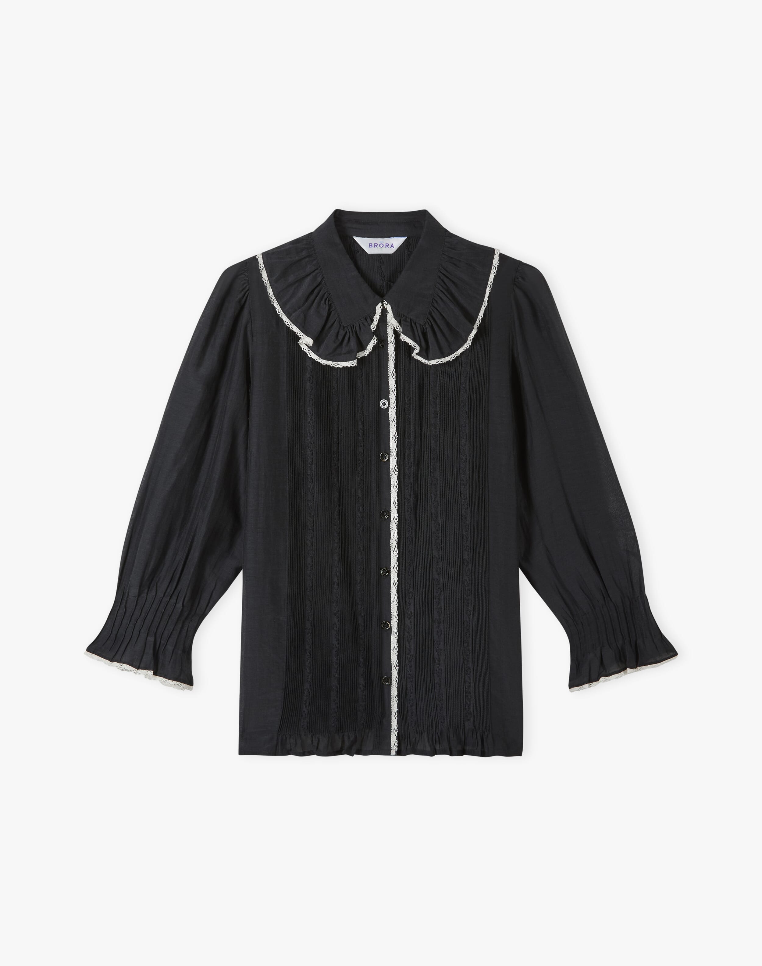 Silk Cotton Frill Collar Shirt